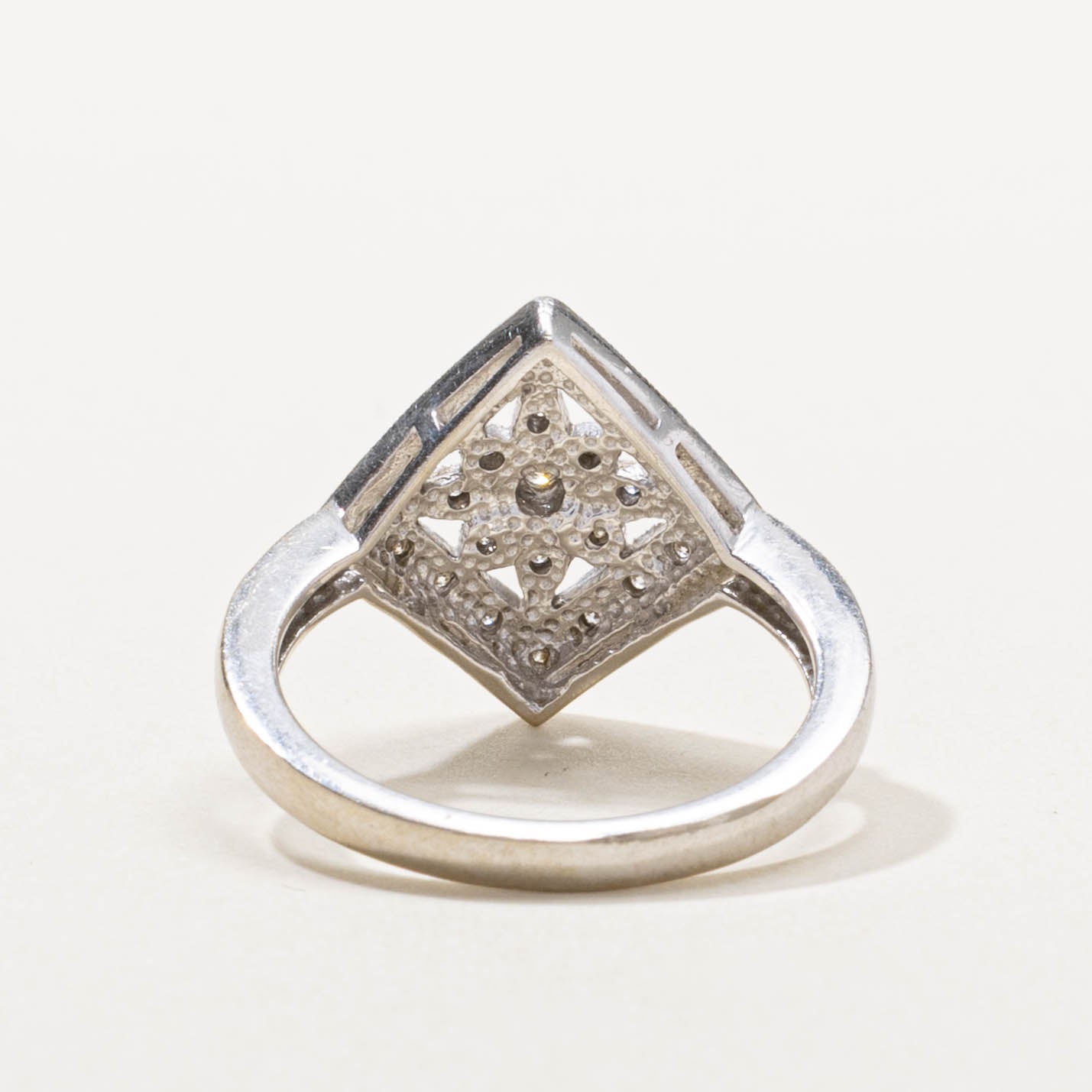 Diamond Cluster Geometric Milgrain Ring | SZ 6.5