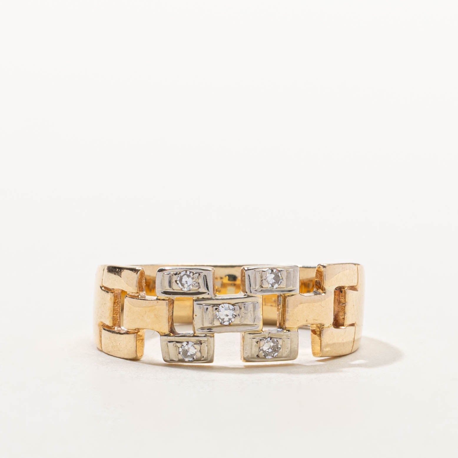 14k Diamond Panther Chain Design Ring | SZ 10.25