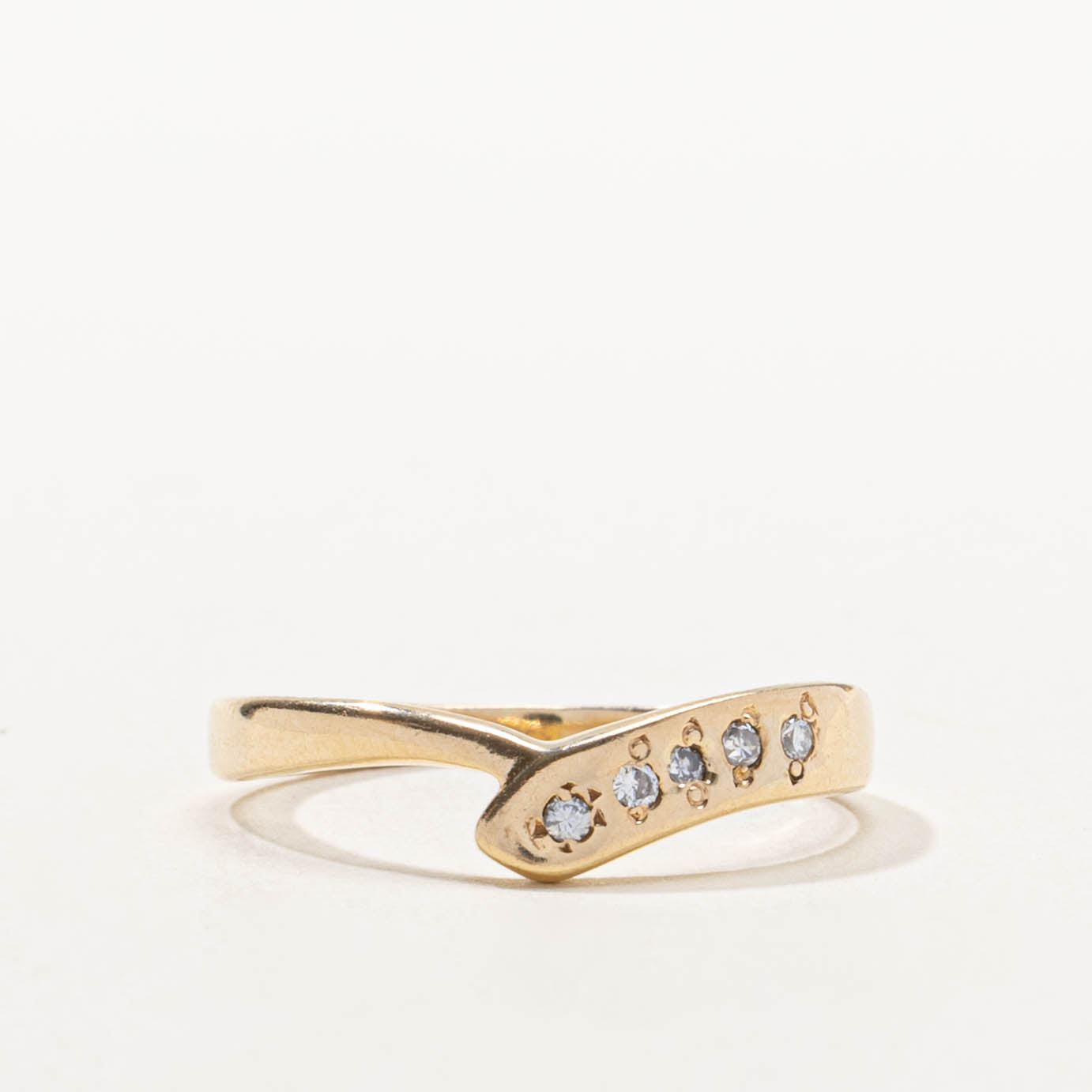 14k Diamond Accented Crossover Ring | SZ 7