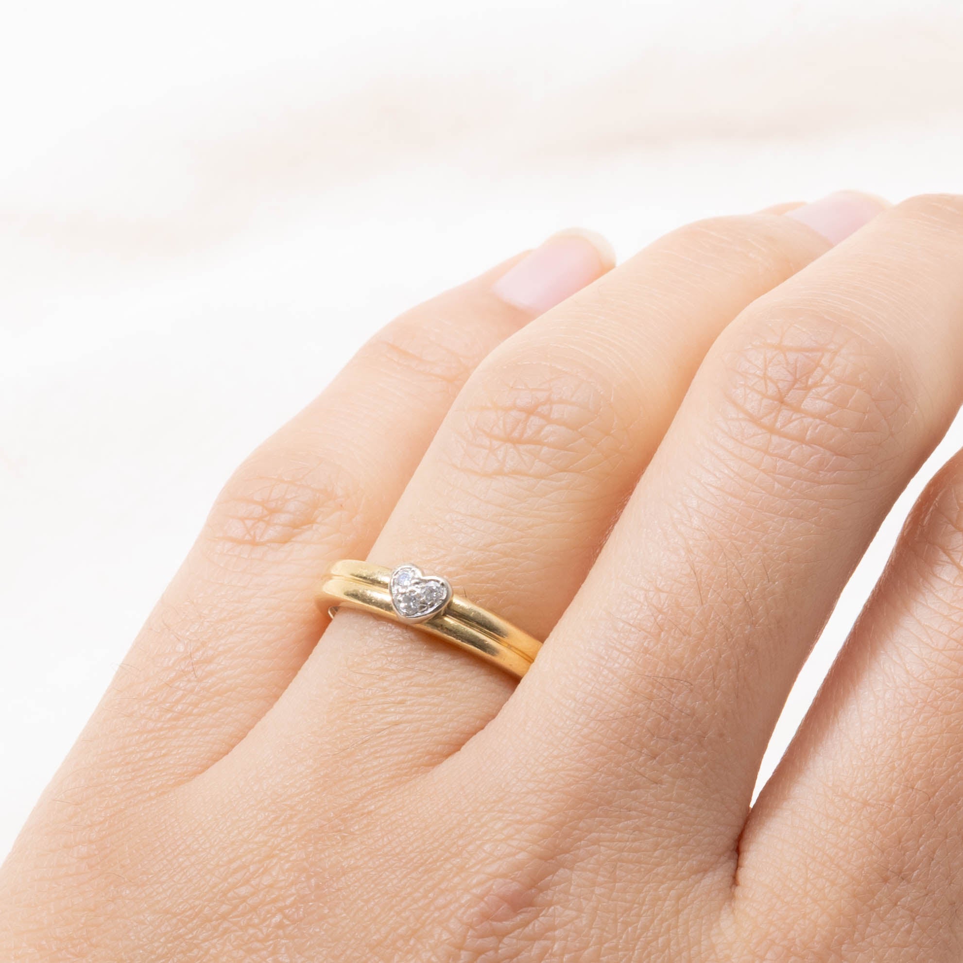 18k Diamond Heart Cluster Grooved Ring | SZ 6.75