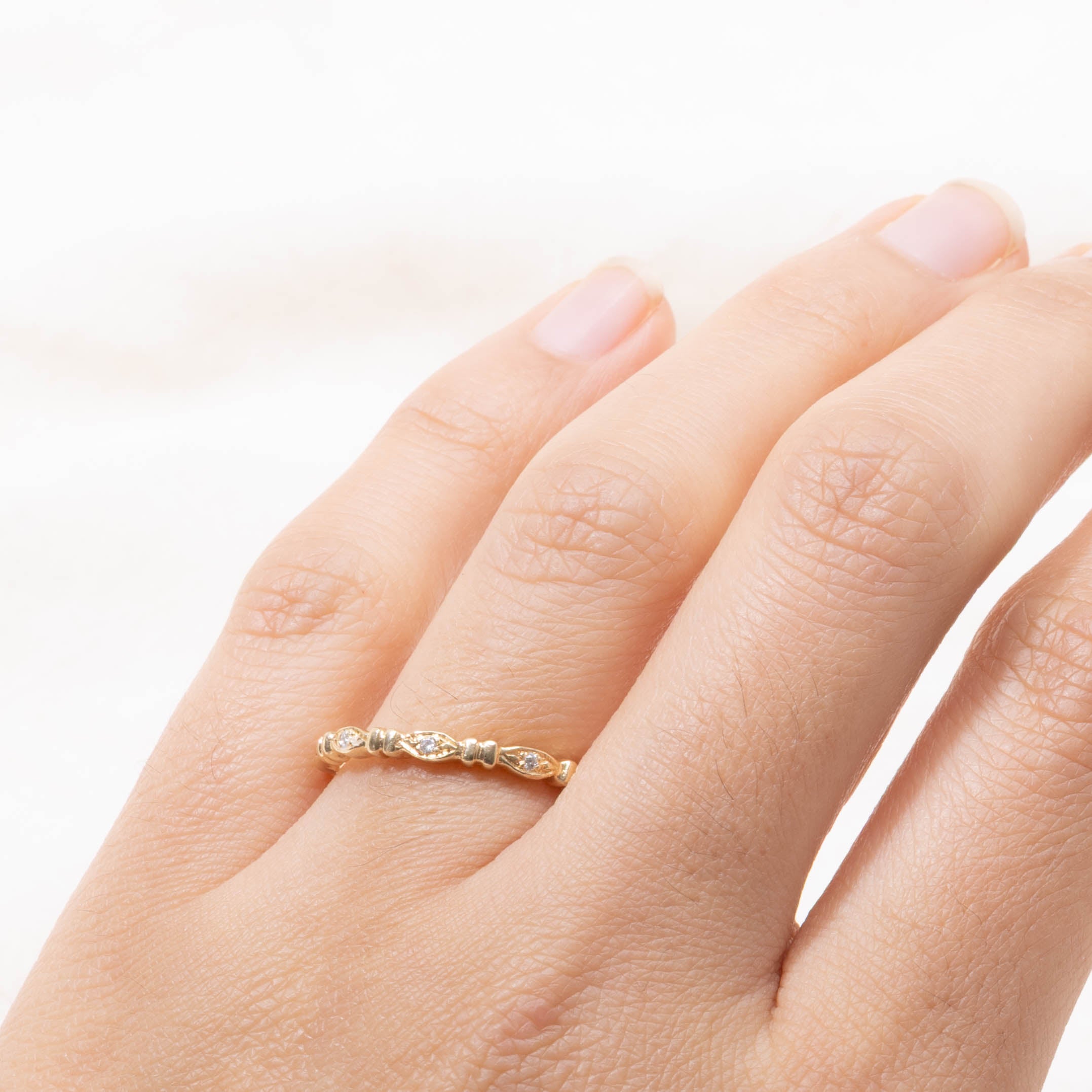 14k Eternity Diamond Marquise Patterned Band | 2.25mm | SZ 8