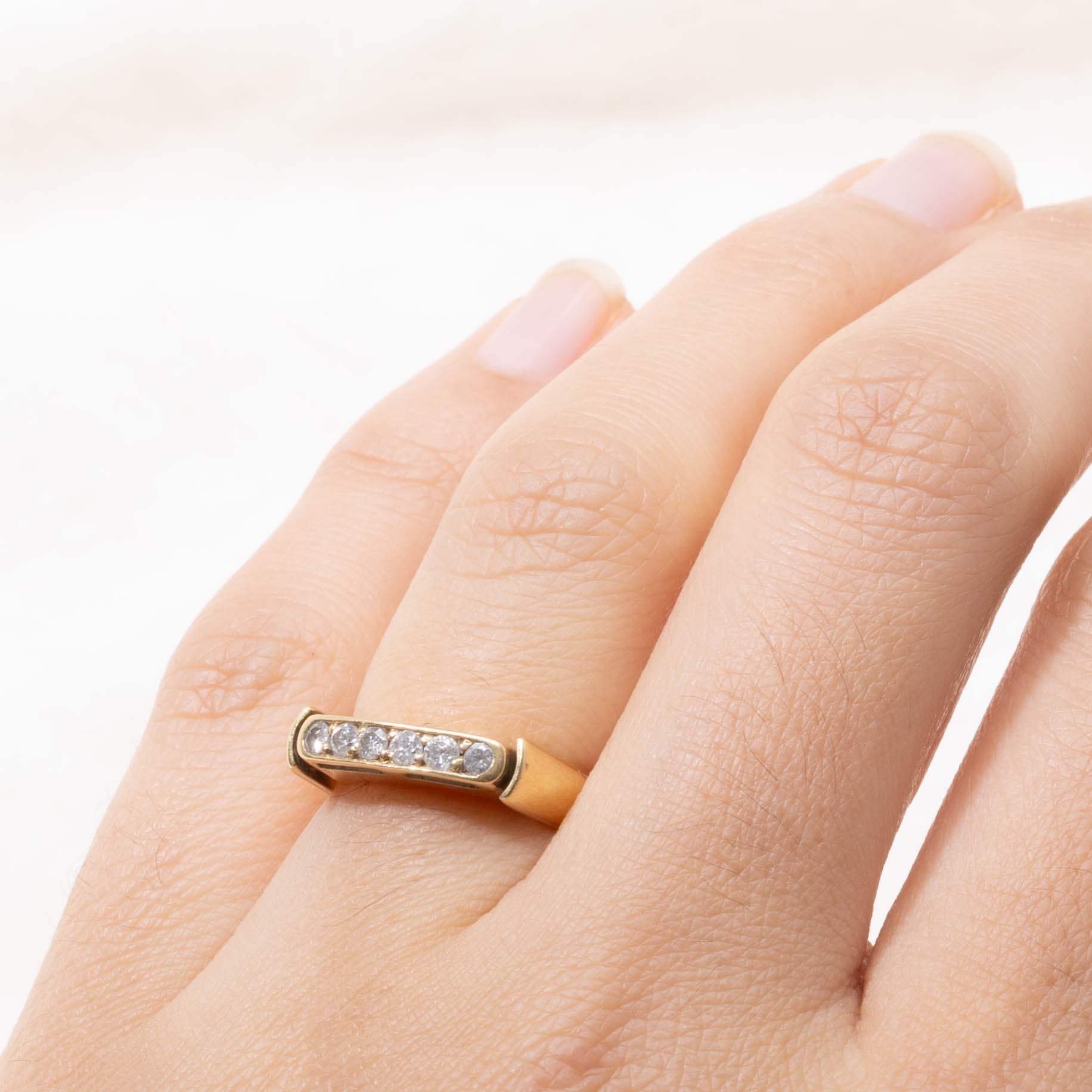 Six Stone Diamond Signet Ring | SZ 4.75