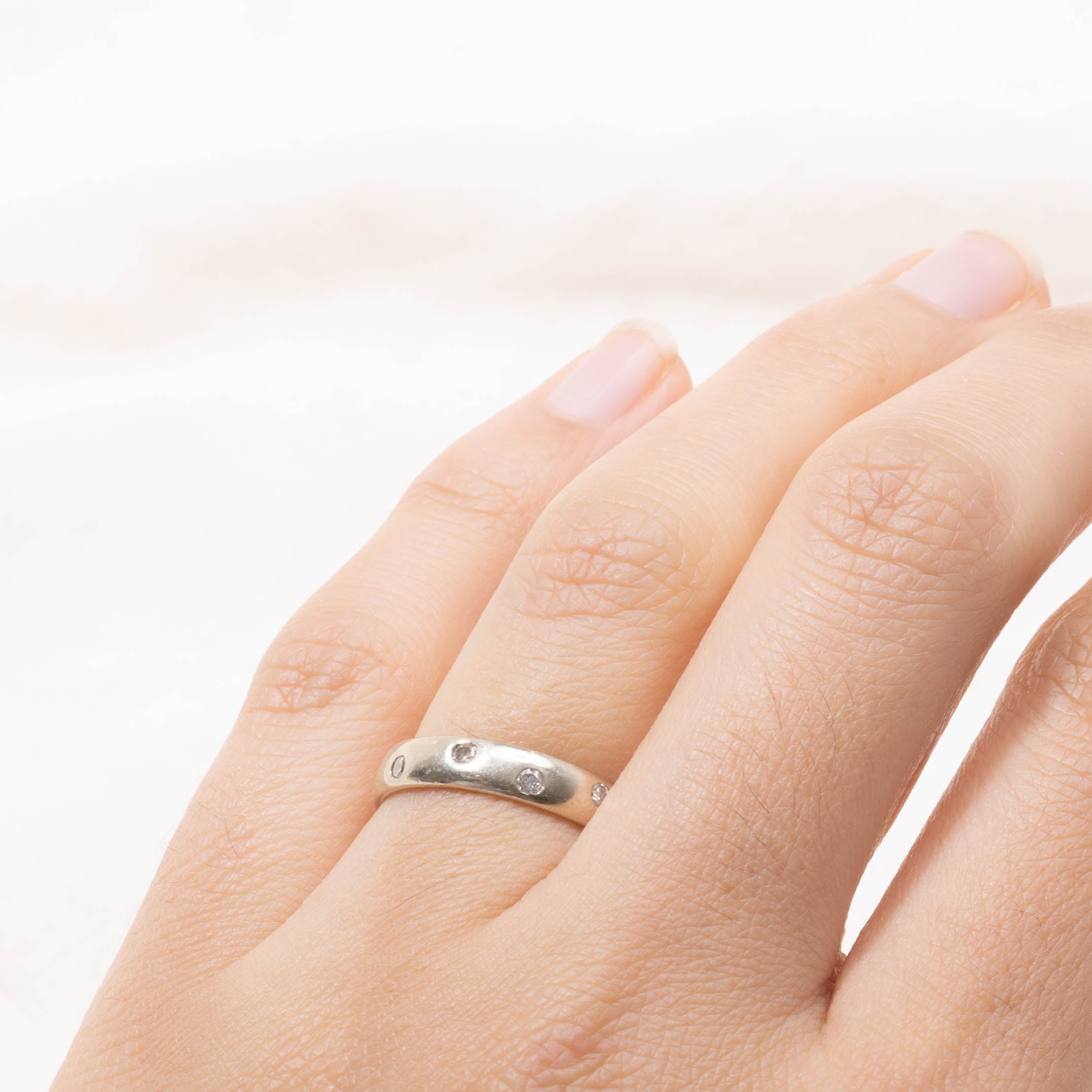 14k Flush Set Scattered Diamond Band | 3.75mm | SZ 5.75