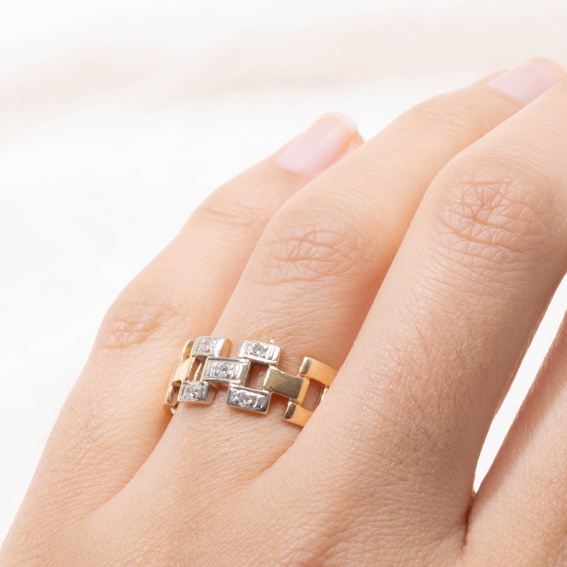 14k Diamond Panther Chain Design Ring | SZ 10.25