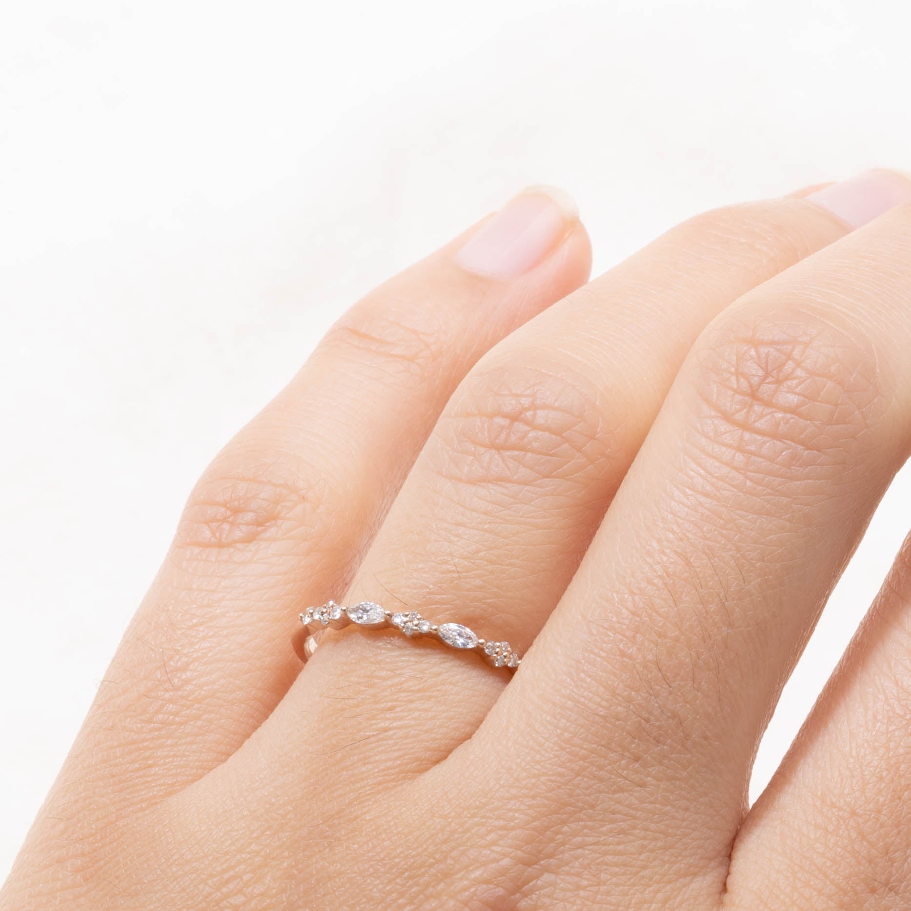 14k Rose Gold Marquise Cut Diamond Band | SZ 7.75