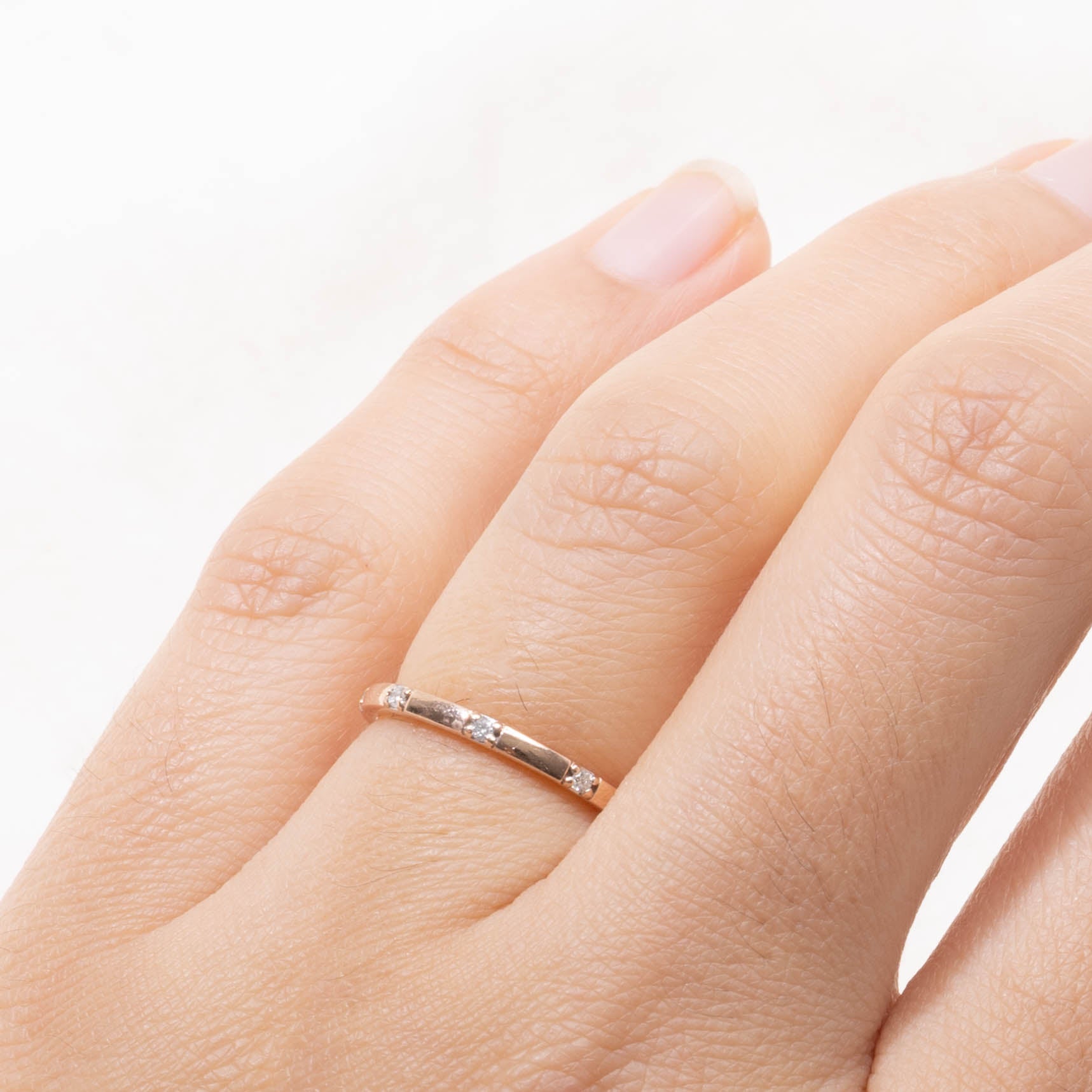 14k Rose Gold Four Stone Diamond Band | SZ 4.75