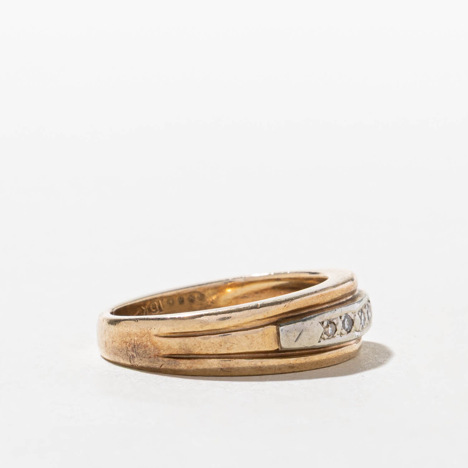 10k Two Tone Gold Semi Eternity Diamond Band | SZ 6.75