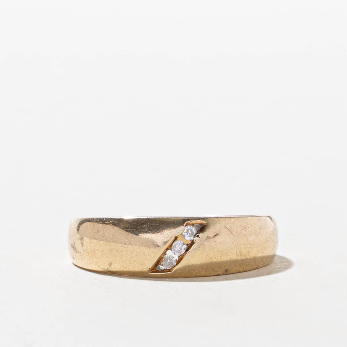 10k Three Stone Diagonal Set Diamond Band | SZ 4.5