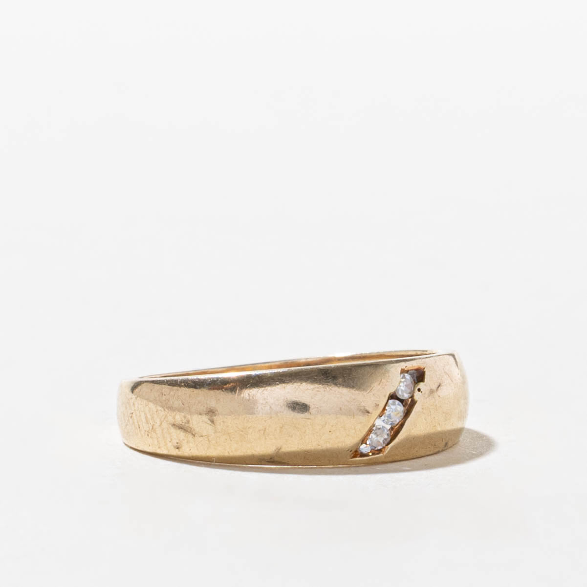 10k Three Stone Diagonal Set Diamond Band | SZ 4.5