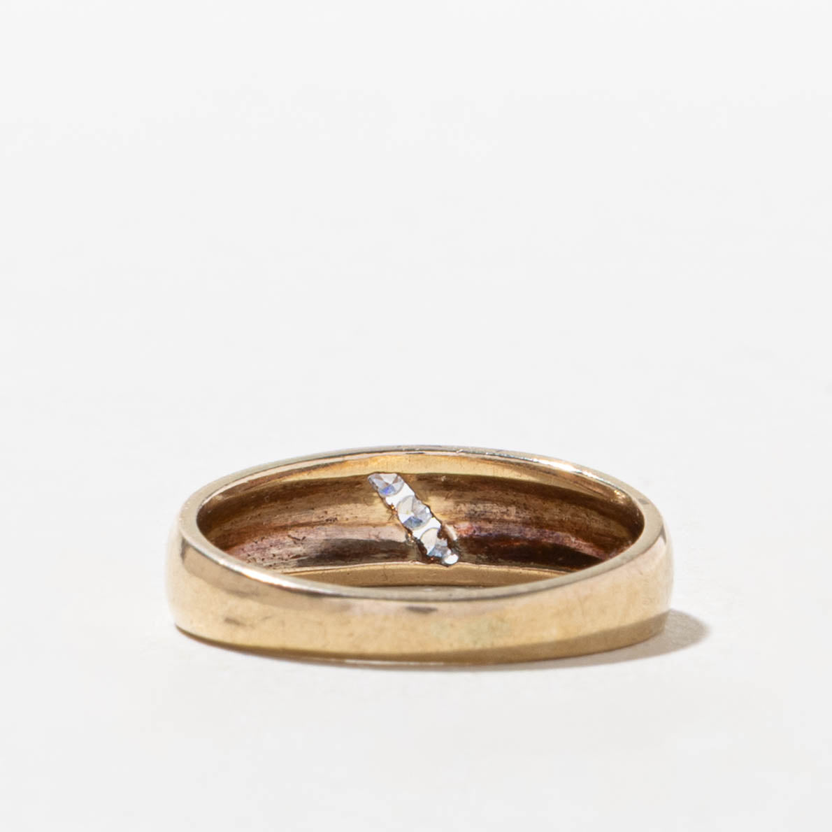 10k Three Stone Diagonal Set Diamond Band | SZ 4.5