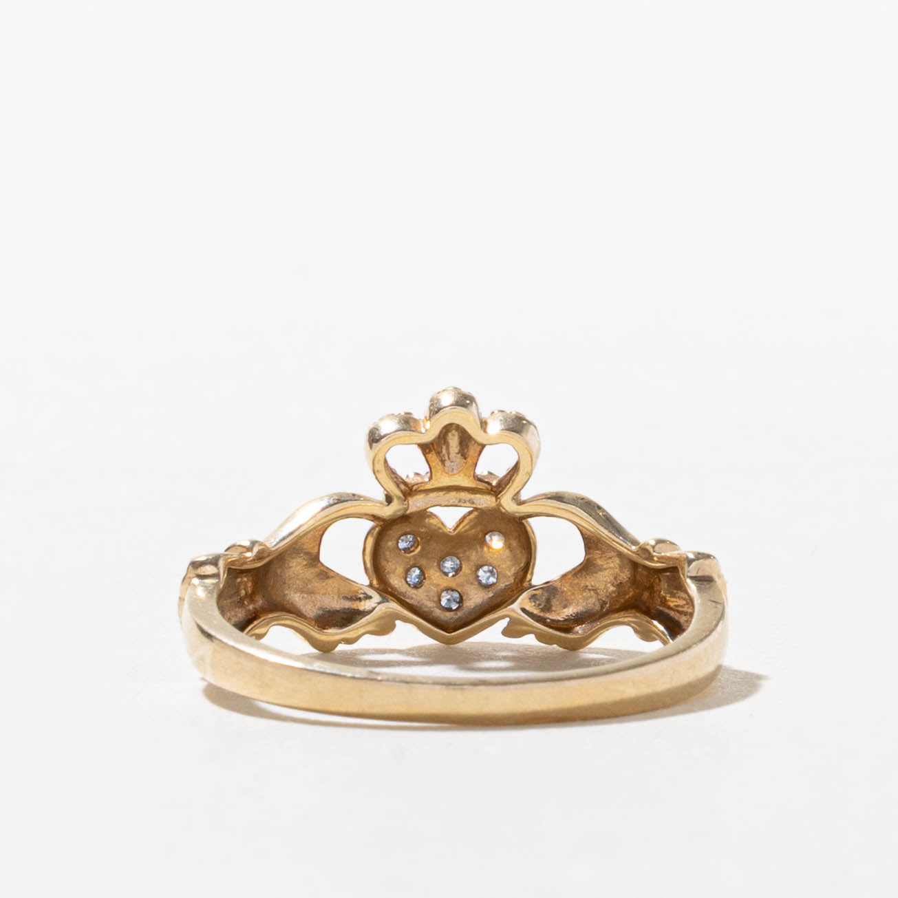 10k Diamond Milgrain Claddagh Ring | SZ 6