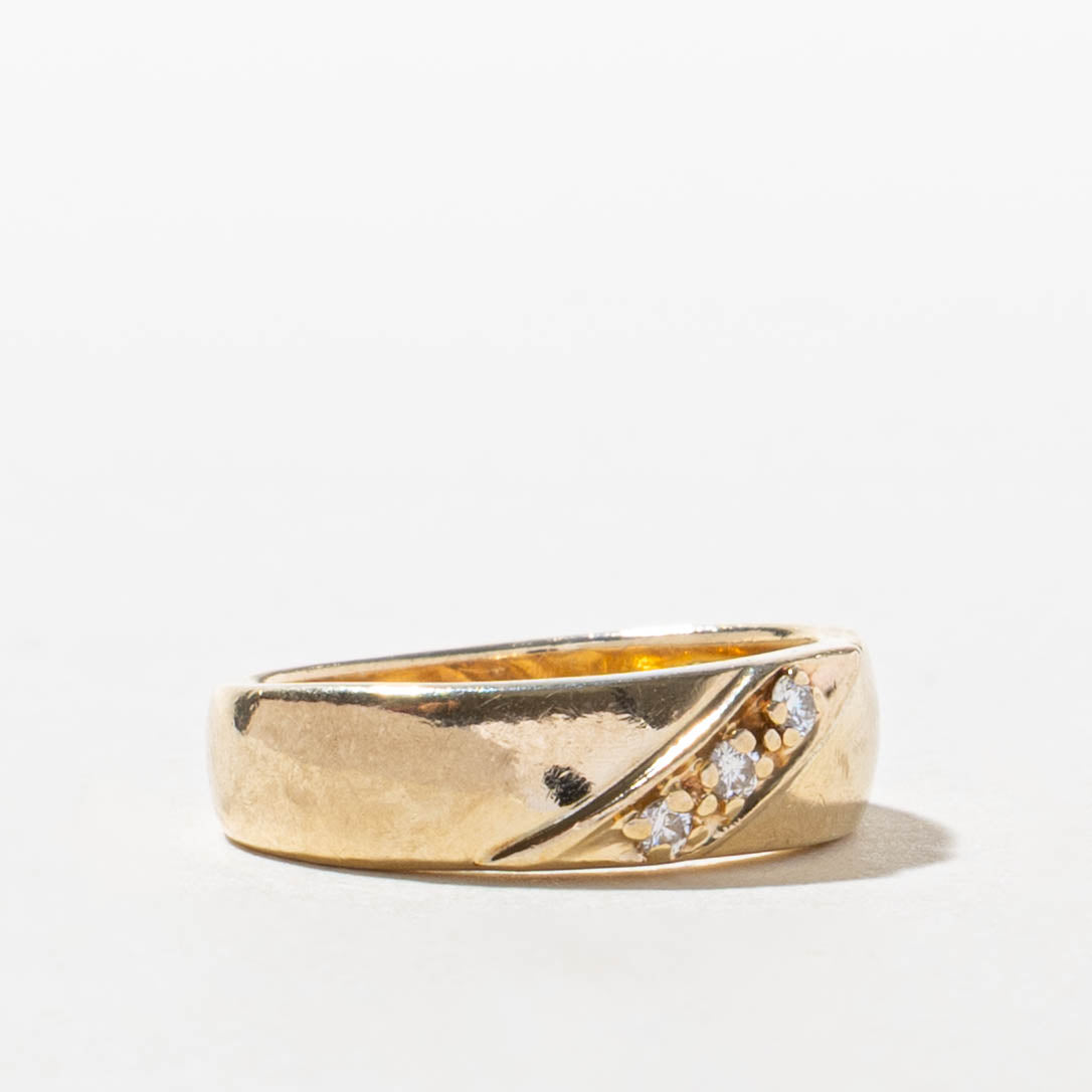 10k Three Stone Diagonal Set Diamond Band | SZ 3