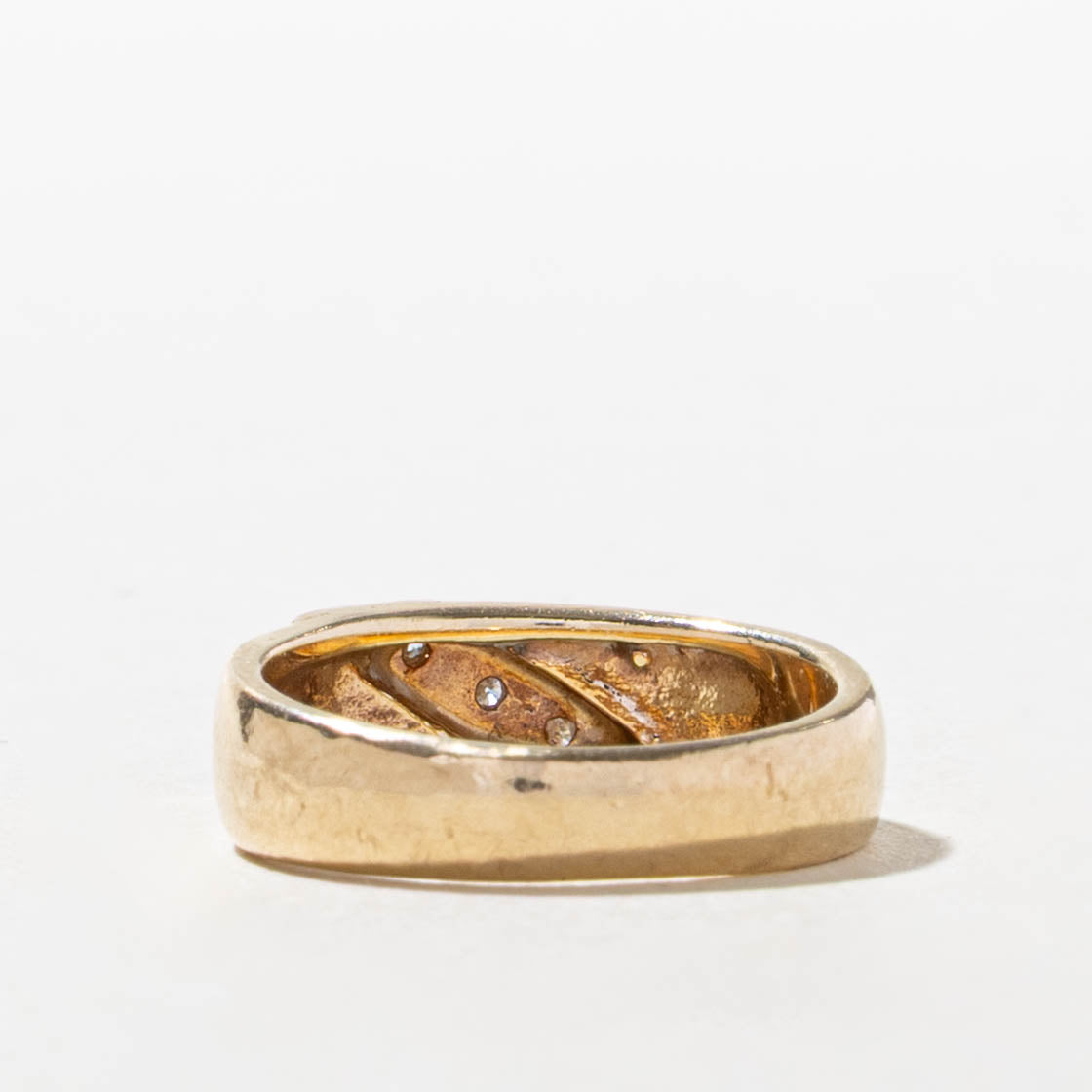10k Three Stone Diagonal Set Diamond Band | SZ 3