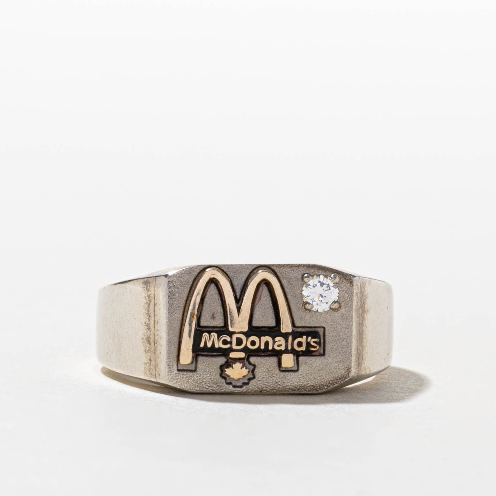 10k McDonald's Logo Diamond Signet Ring | SZ 10.75