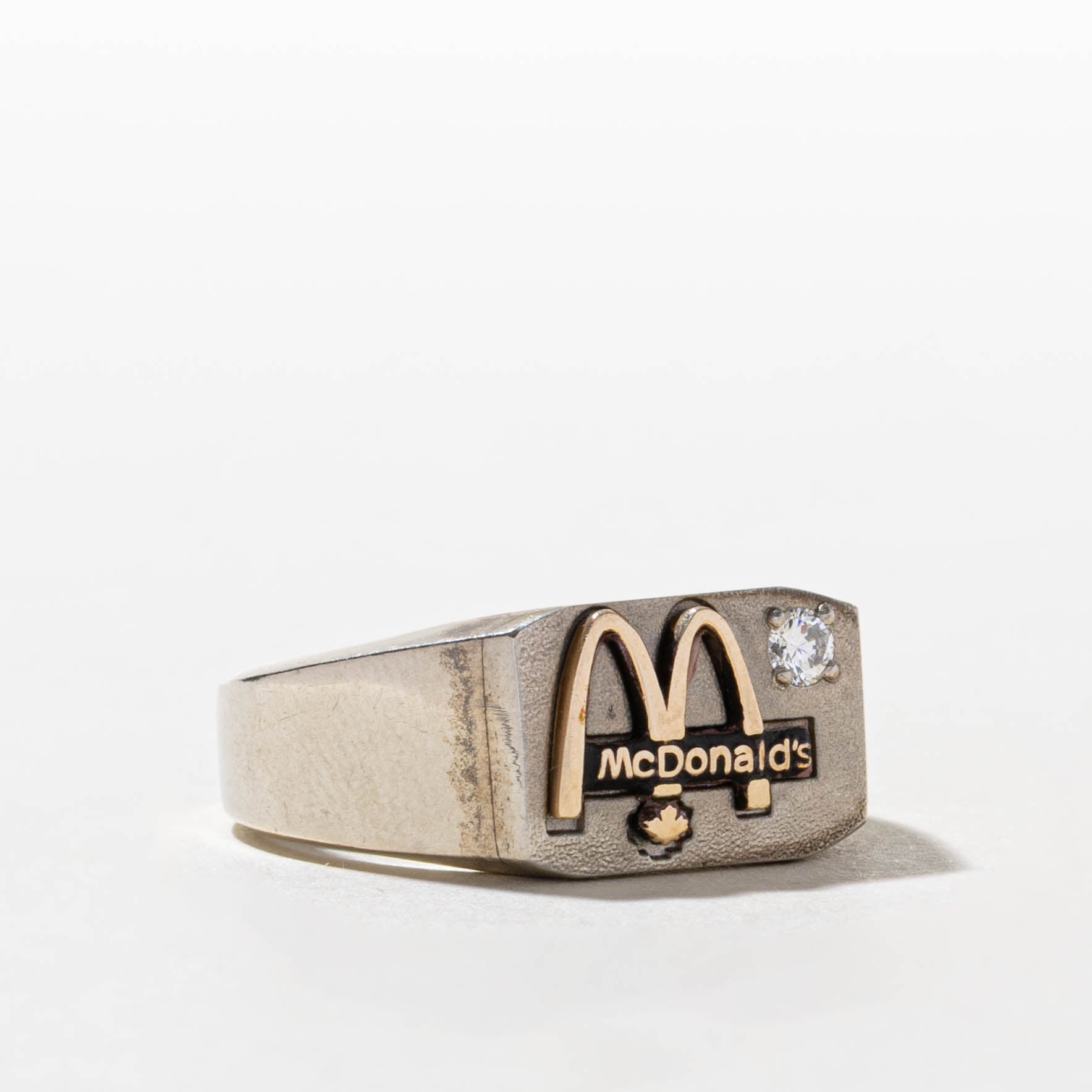 10k McDonald's Logo Diamond Signet Ring | SZ 10.75