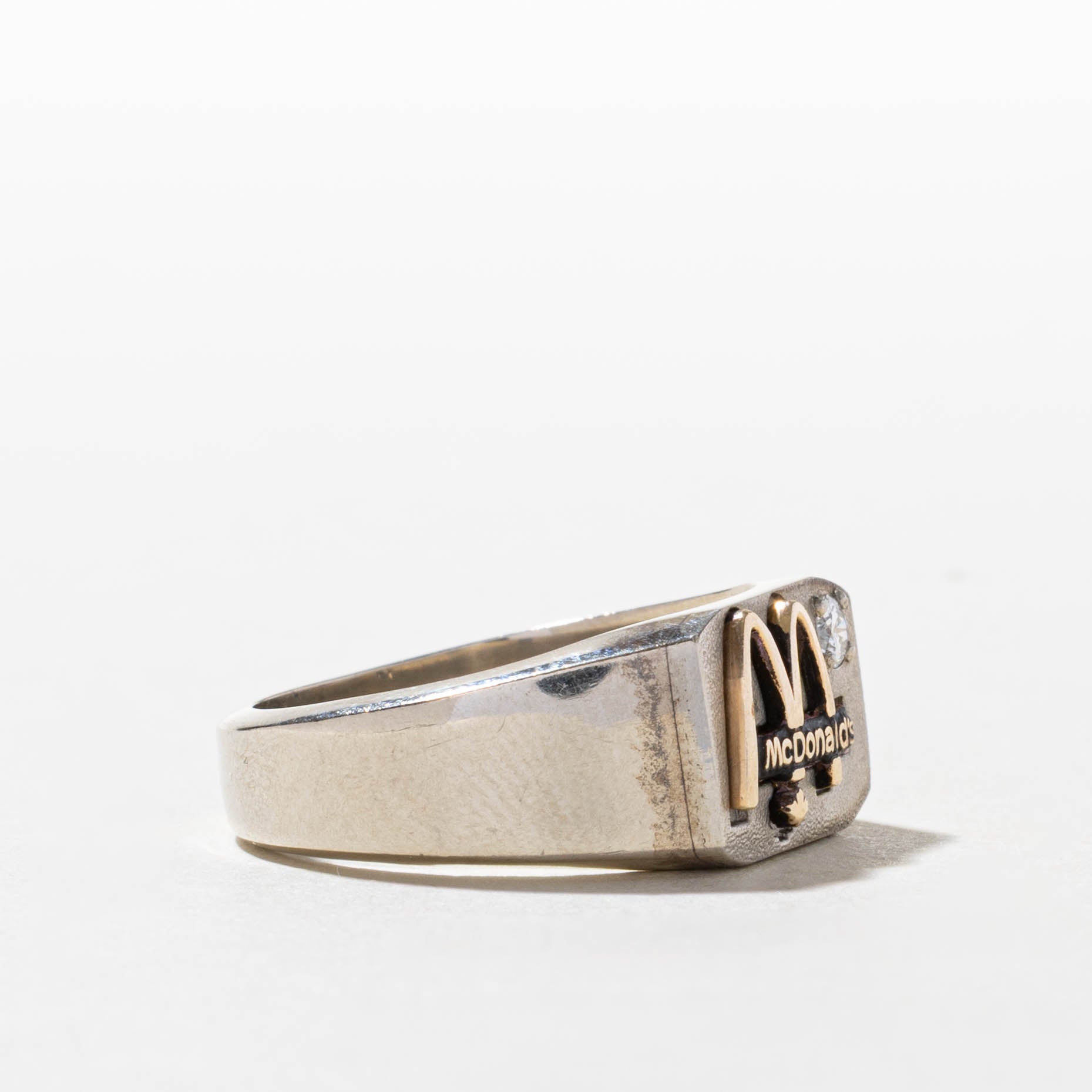 10k McDonald's Logo Diamond Signet Ring | SZ 10.75