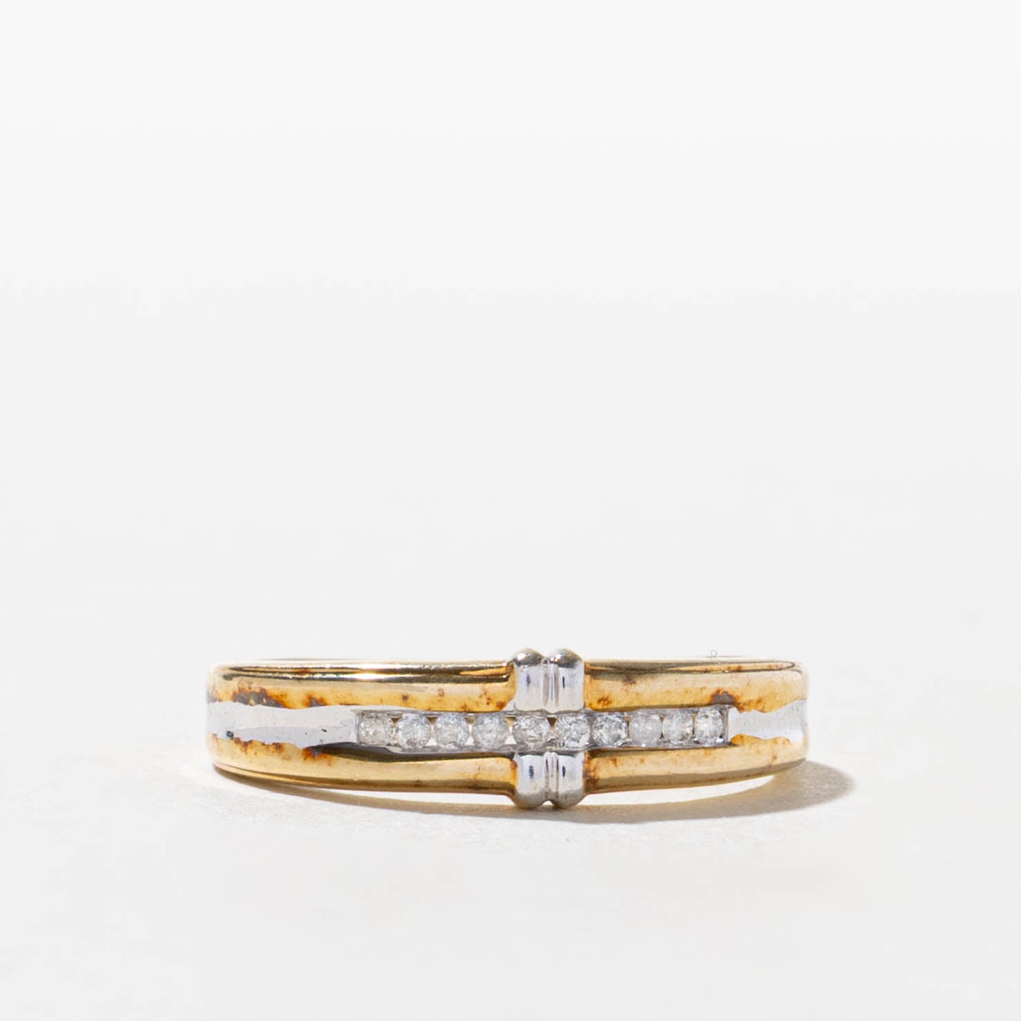 10k Two Tone Gold Semi Eternity Diamond Band | SZ 5.5