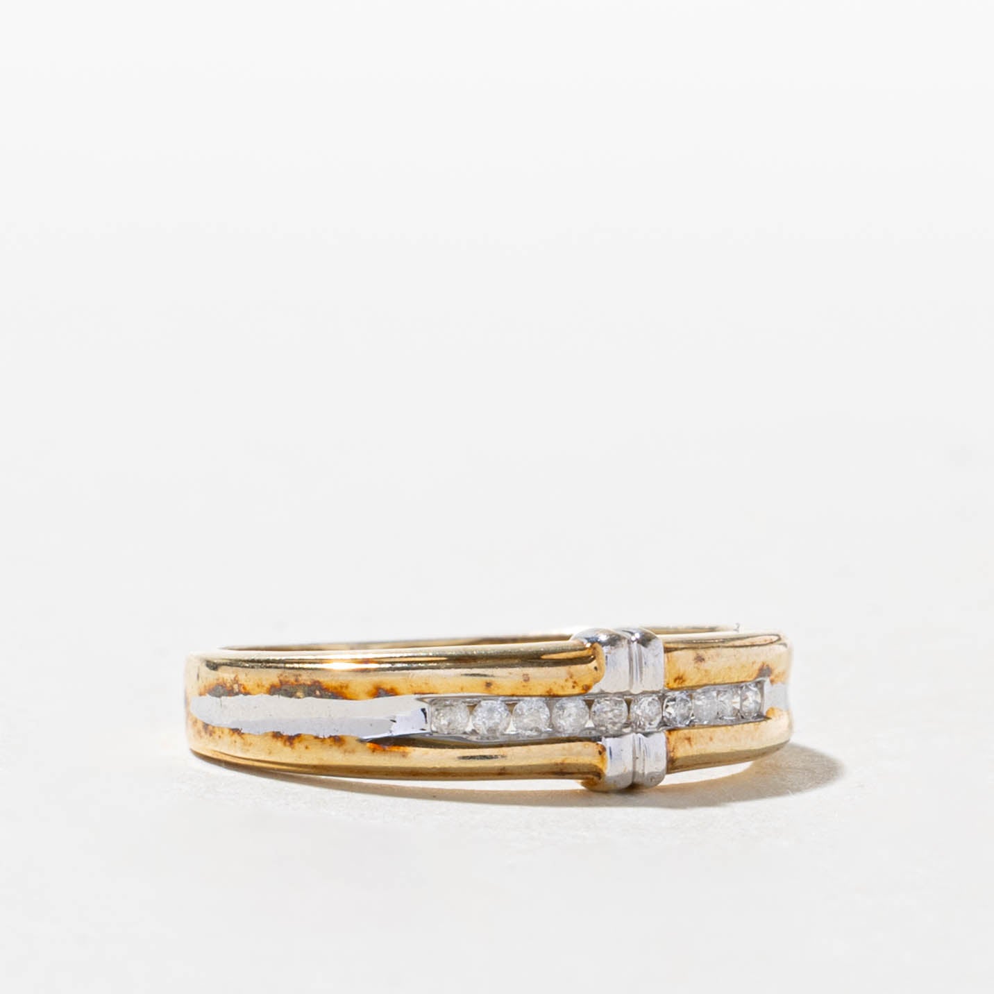 10k Two Tone Gold Semi Eternity Diamond Band | SZ 5.5