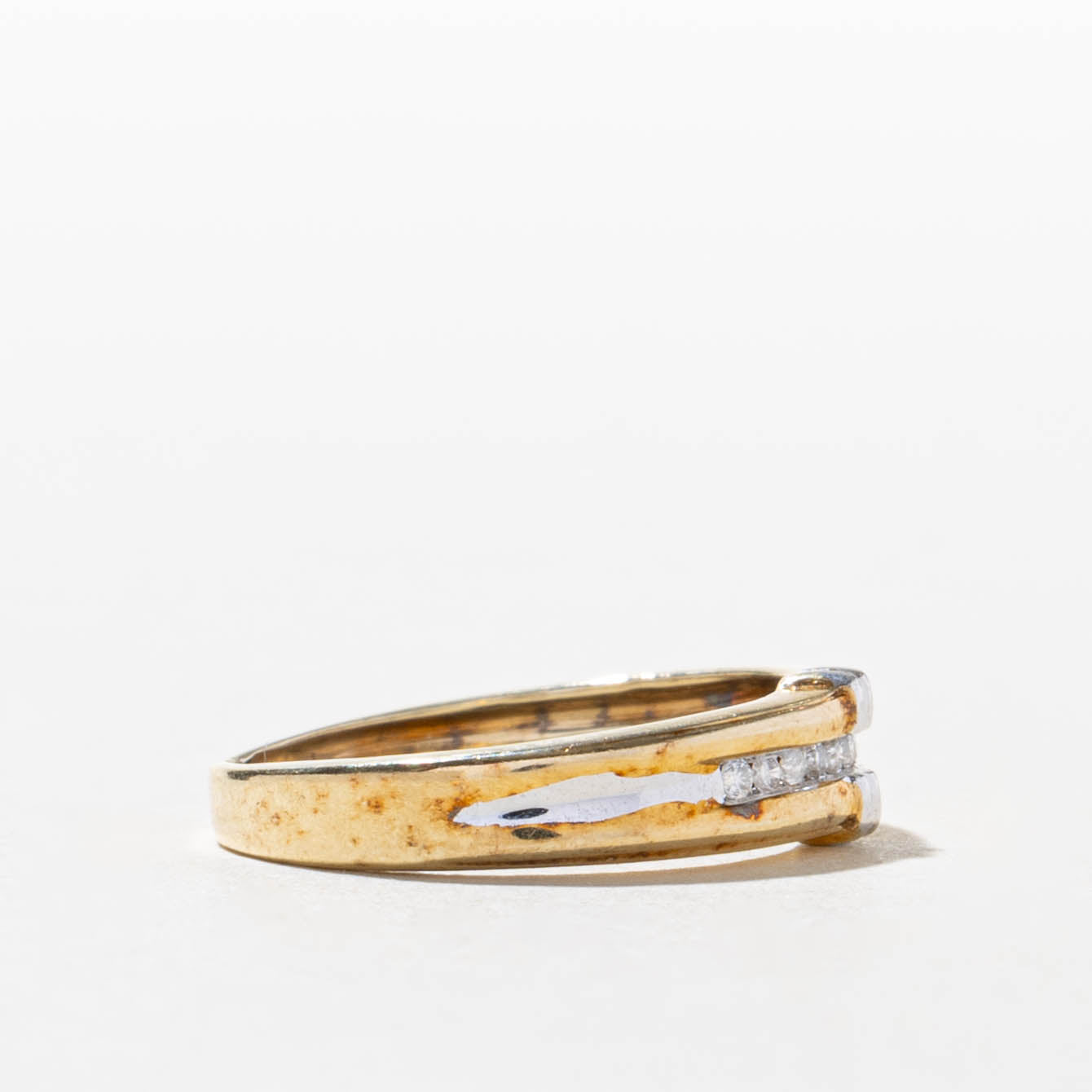 10k Two Tone Gold Semi Eternity Diamond Band | SZ 5.5