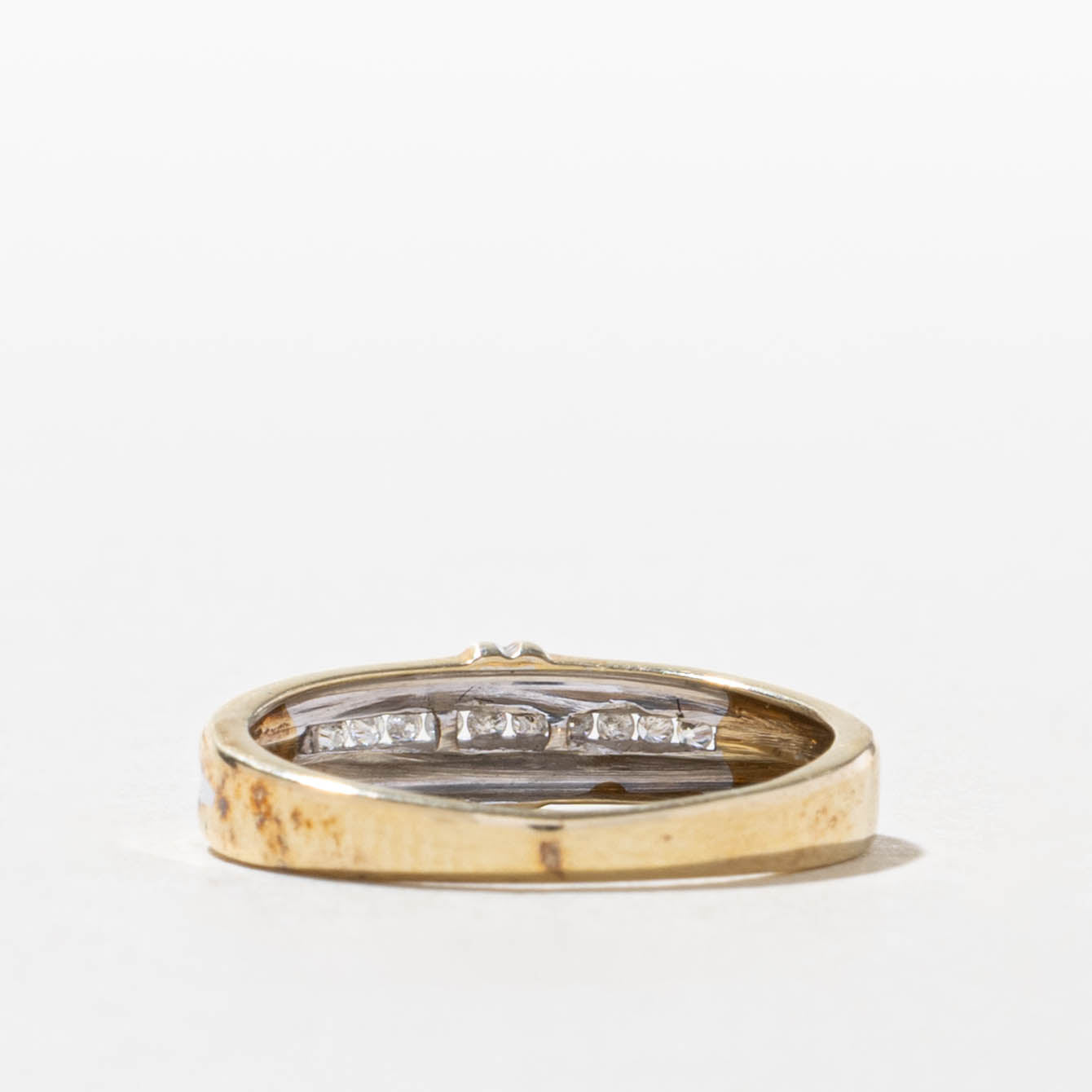 10k Two Tone Gold Semi Eternity Diamond Band | SZ 5.5