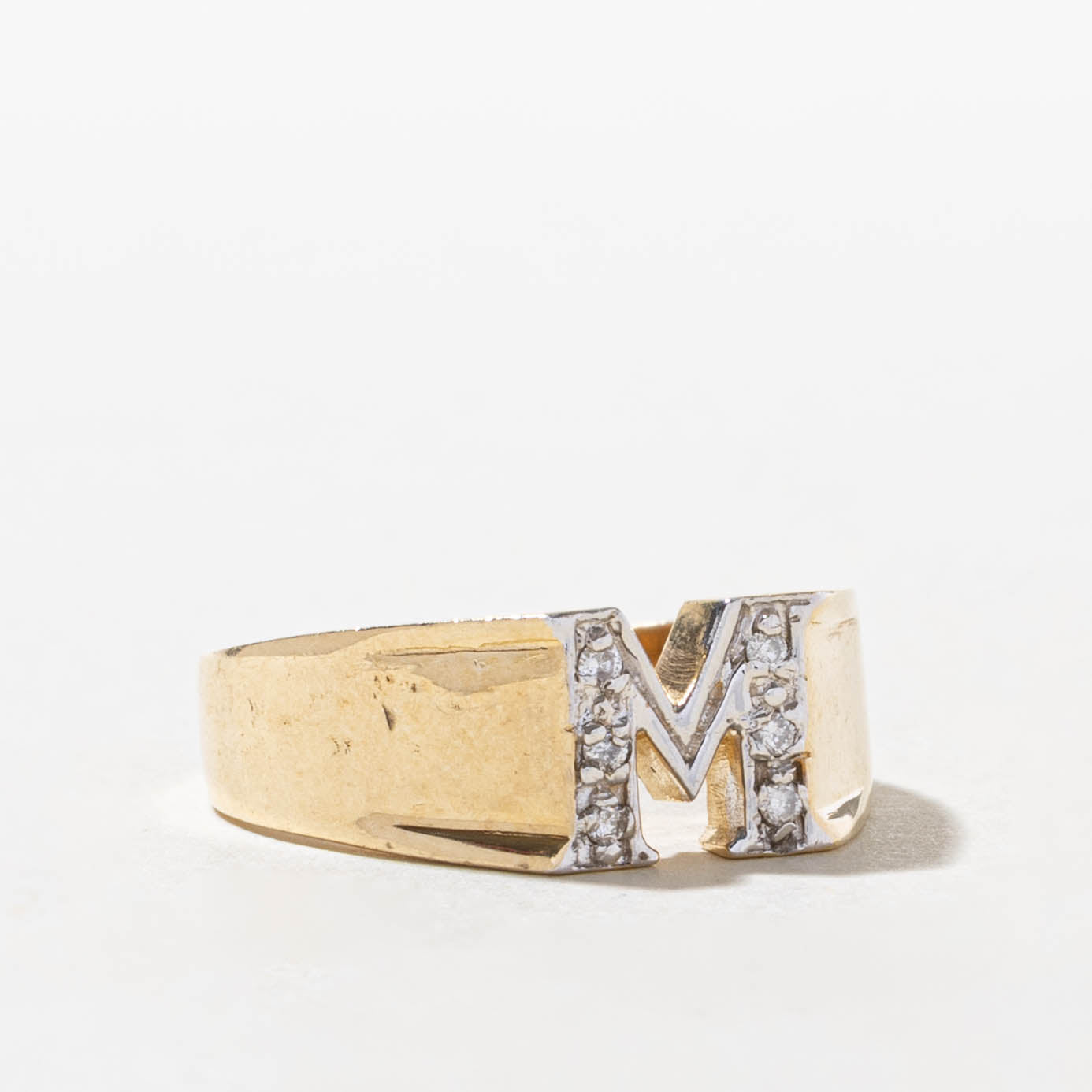 10k Diamond "M" Initial Ring | SZ 7