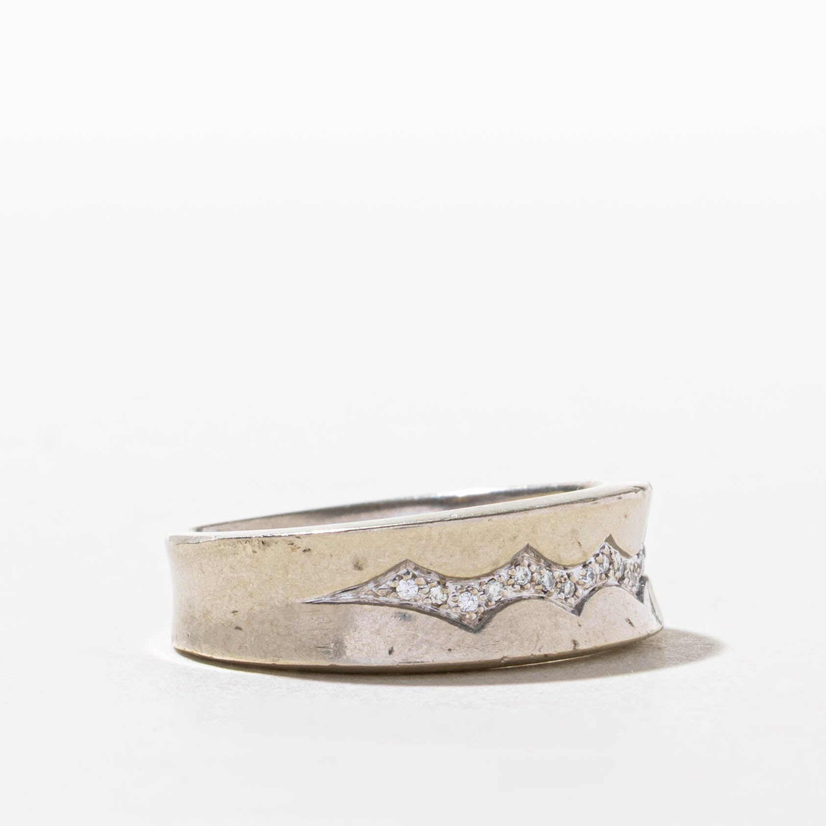 10k Semi Eternity Diamond Zigzag Design Band  | SZ 10