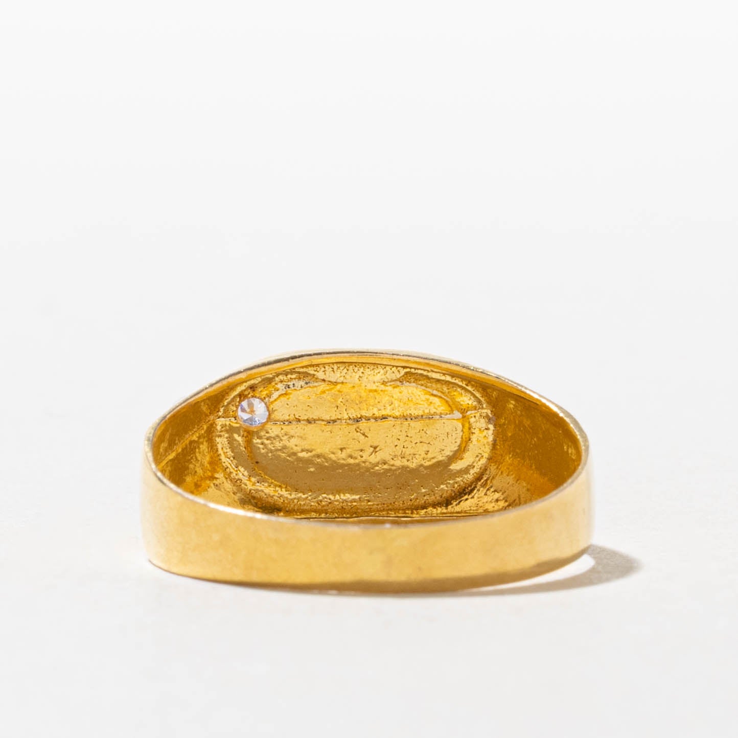 22k Diamond "JE" Initial Engraved Oval Signet Ring | SZ 9.5