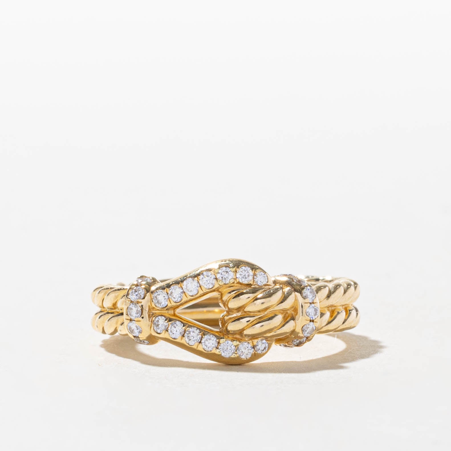 ‘David Yurman’ 18k Diamond Buckle Ring | 0.44ctw | SZ 6