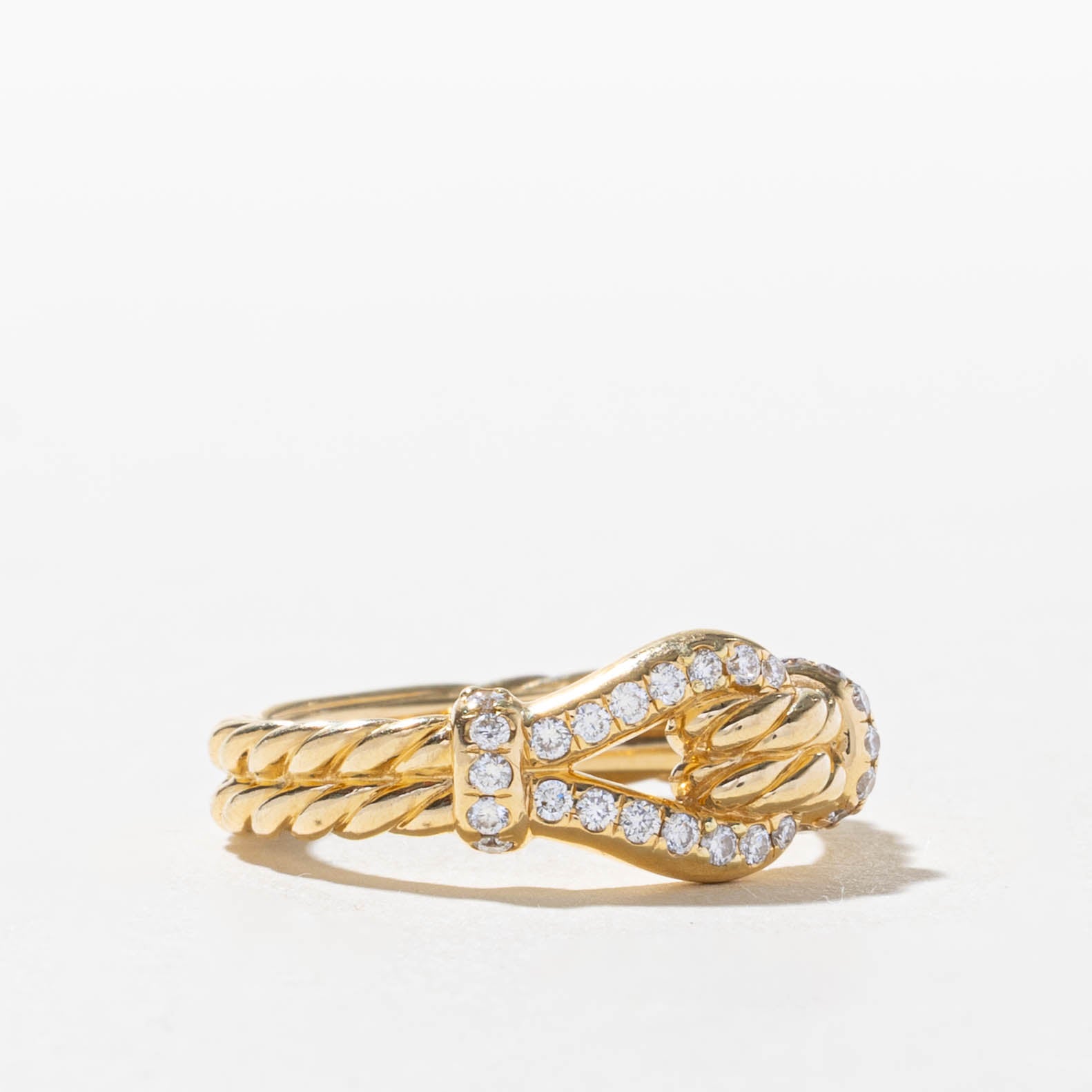 ‘David Yurman’ 18k Diamond Buckle Ring | 0.44ctw | SZ 6