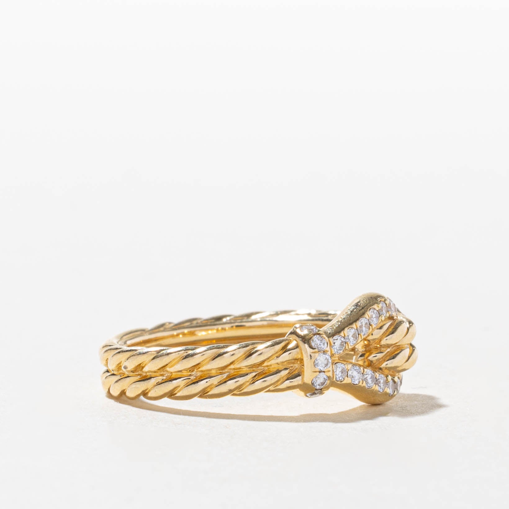 ‘David Yurman’ 18k Diamond Buckle Ring | 0.44ctw | SZ 6