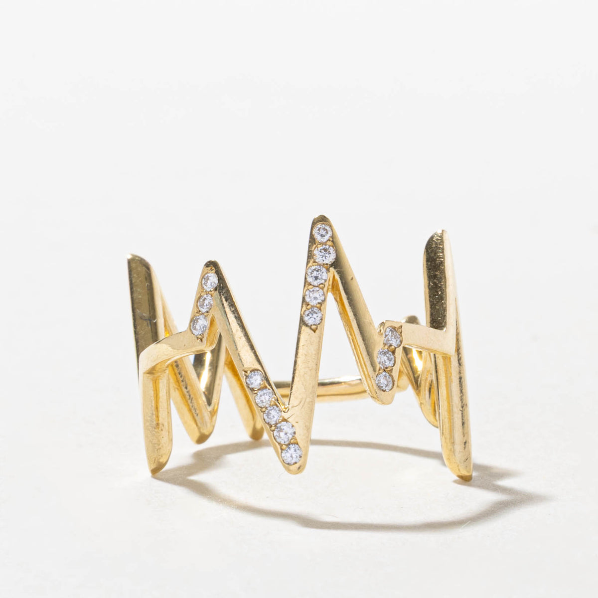 18k Diamond Accented Zigzag Ring | SZ 5.75