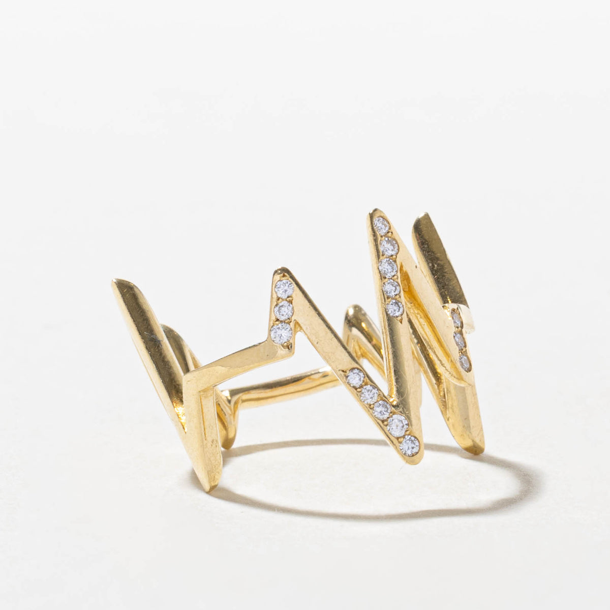 18k Diamond Accented Zigzag Ring | SZ 5.75