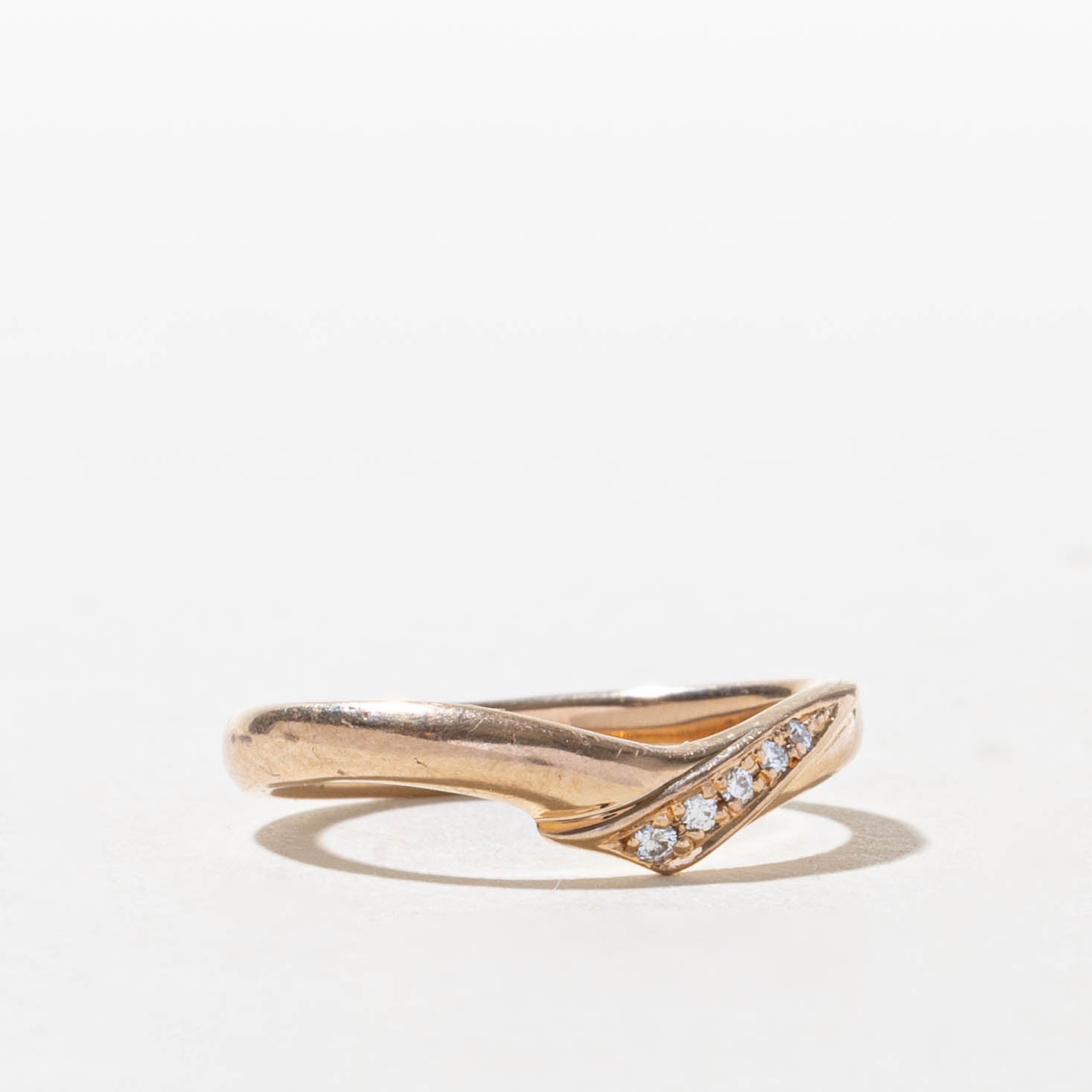 18k Diamond Crossover Contour Ring | SZ 5.75