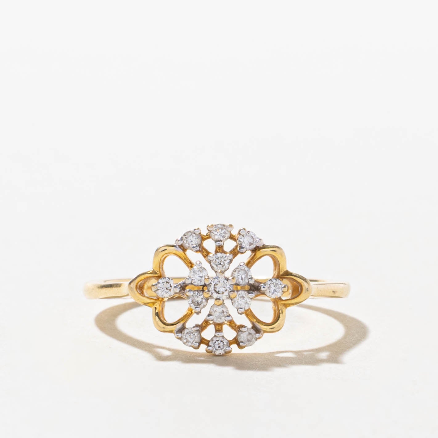 18k Diamond Cluster Openwork Floral Ring | SZ 6.5