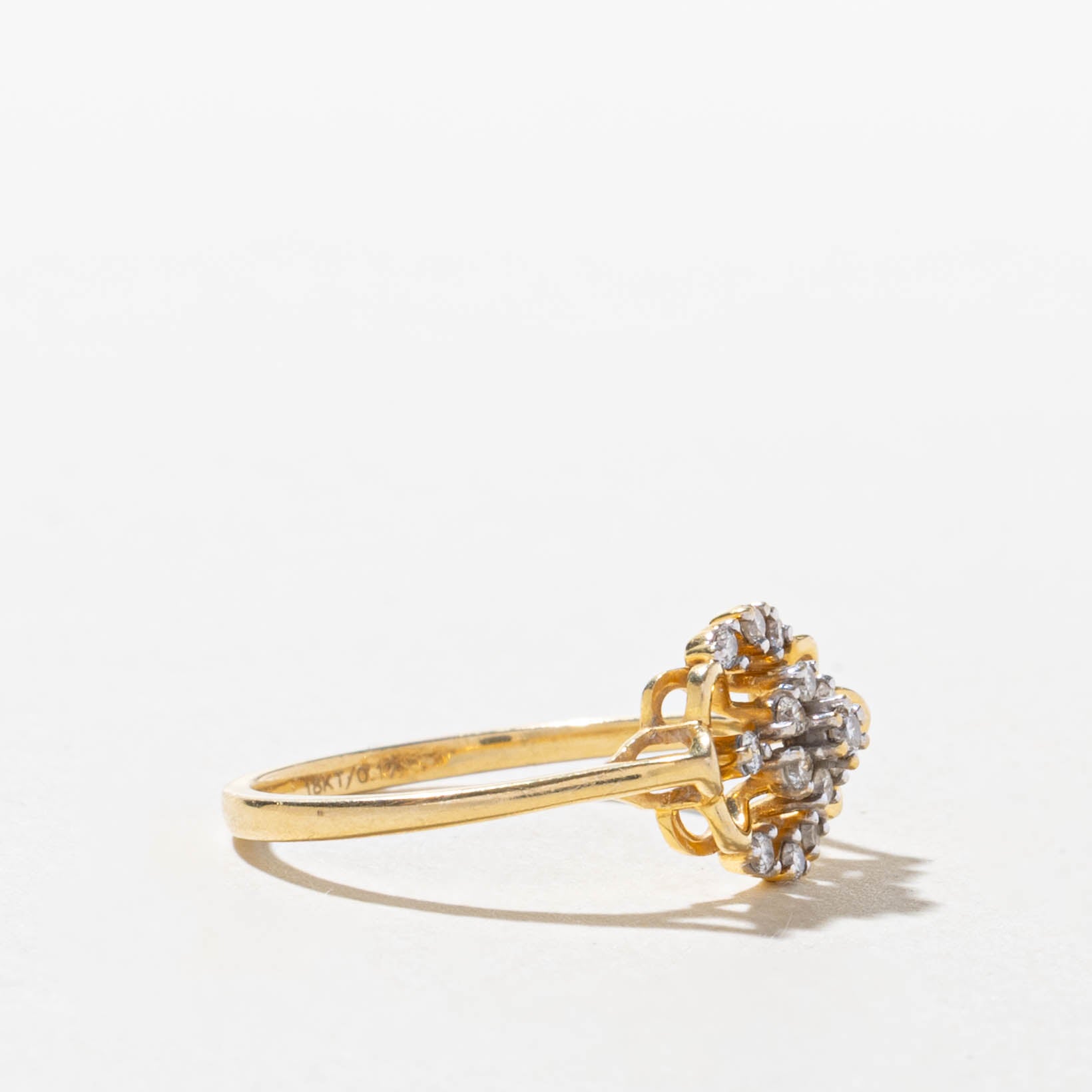 18k Diamond Cluster Openwork Floral Ring | SZ 6.5
