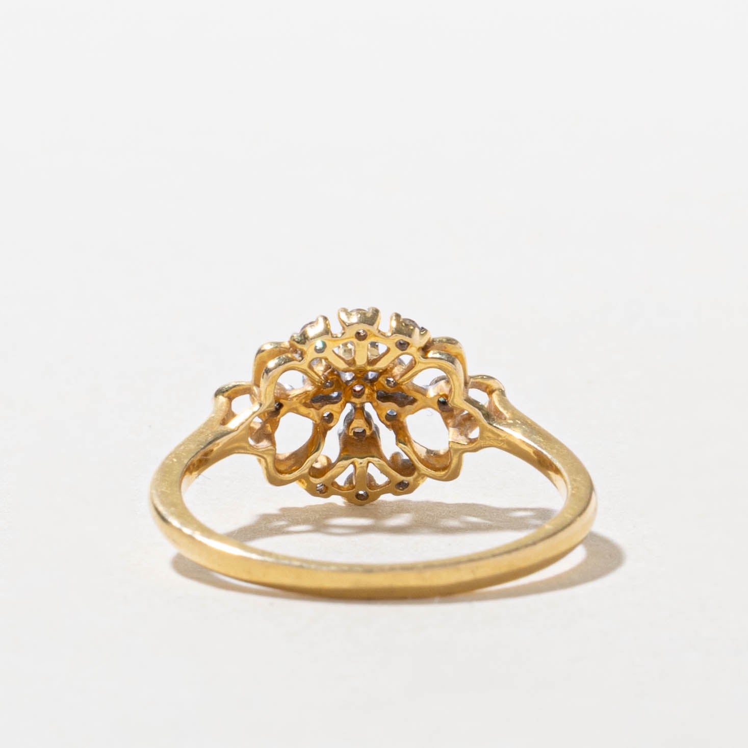 18k Diamond Cluster Openwork Floral Ring | SZ 6.5