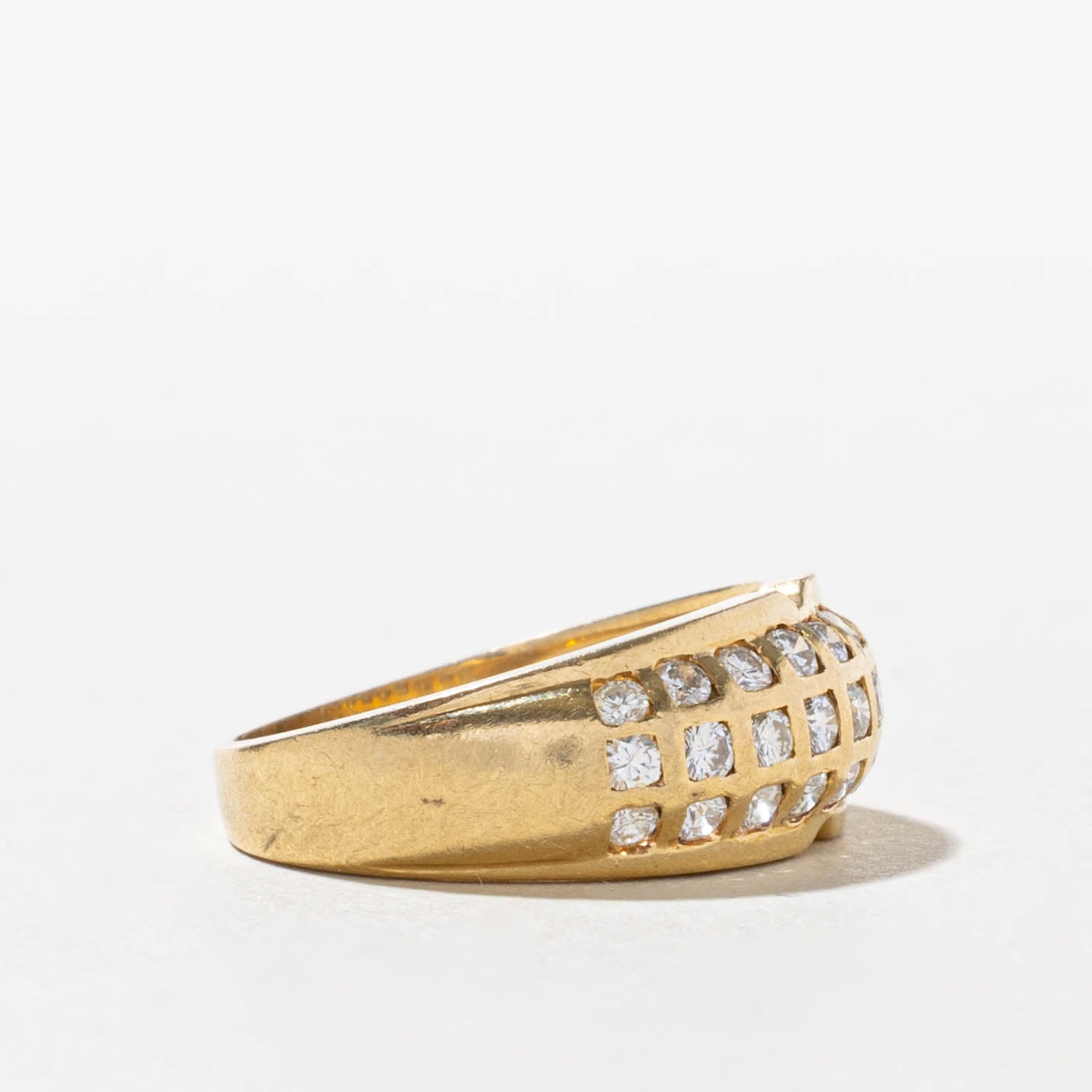 18k Diamond Grid Dome Ring | SZ 5.5