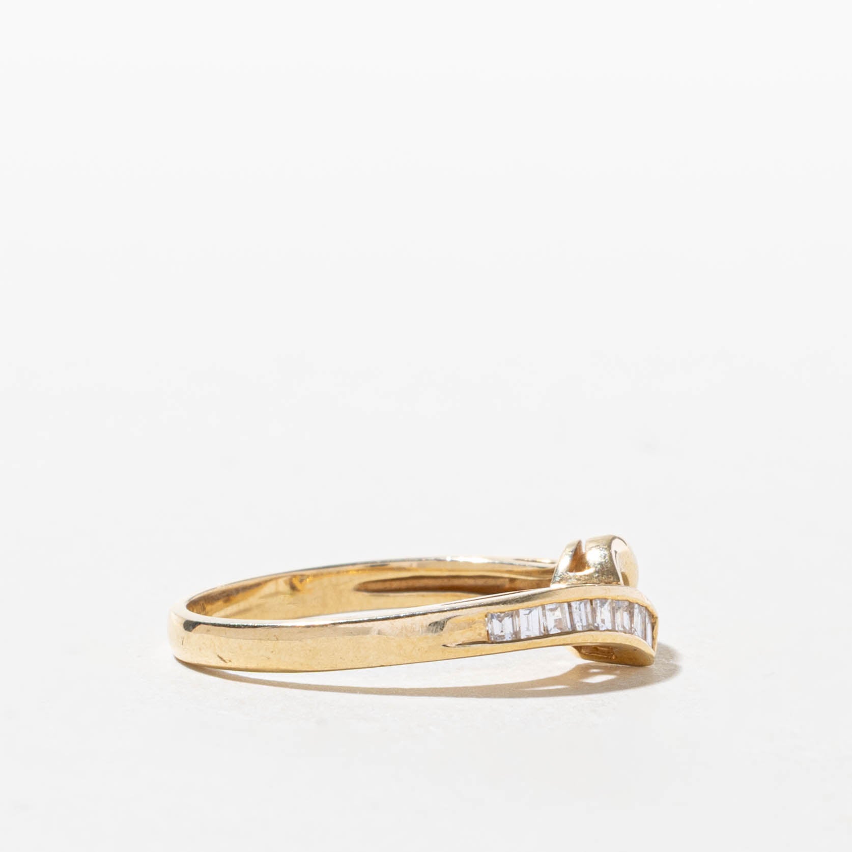 14k Channel Set Baguette Diamond Bypass Ring | SZ 6.5