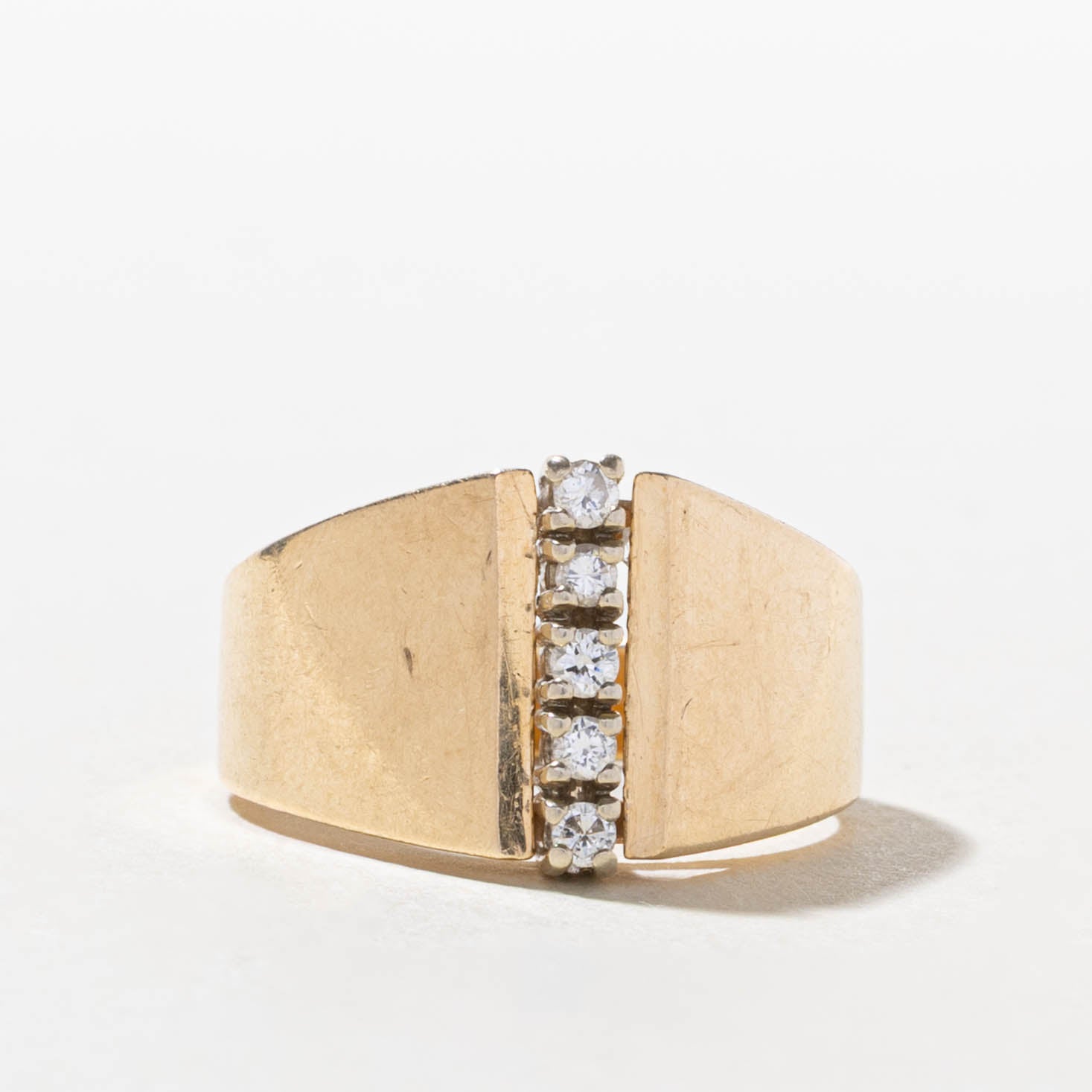 ‘Birks’ 14k Diamond Column Ring | SZ 5.75