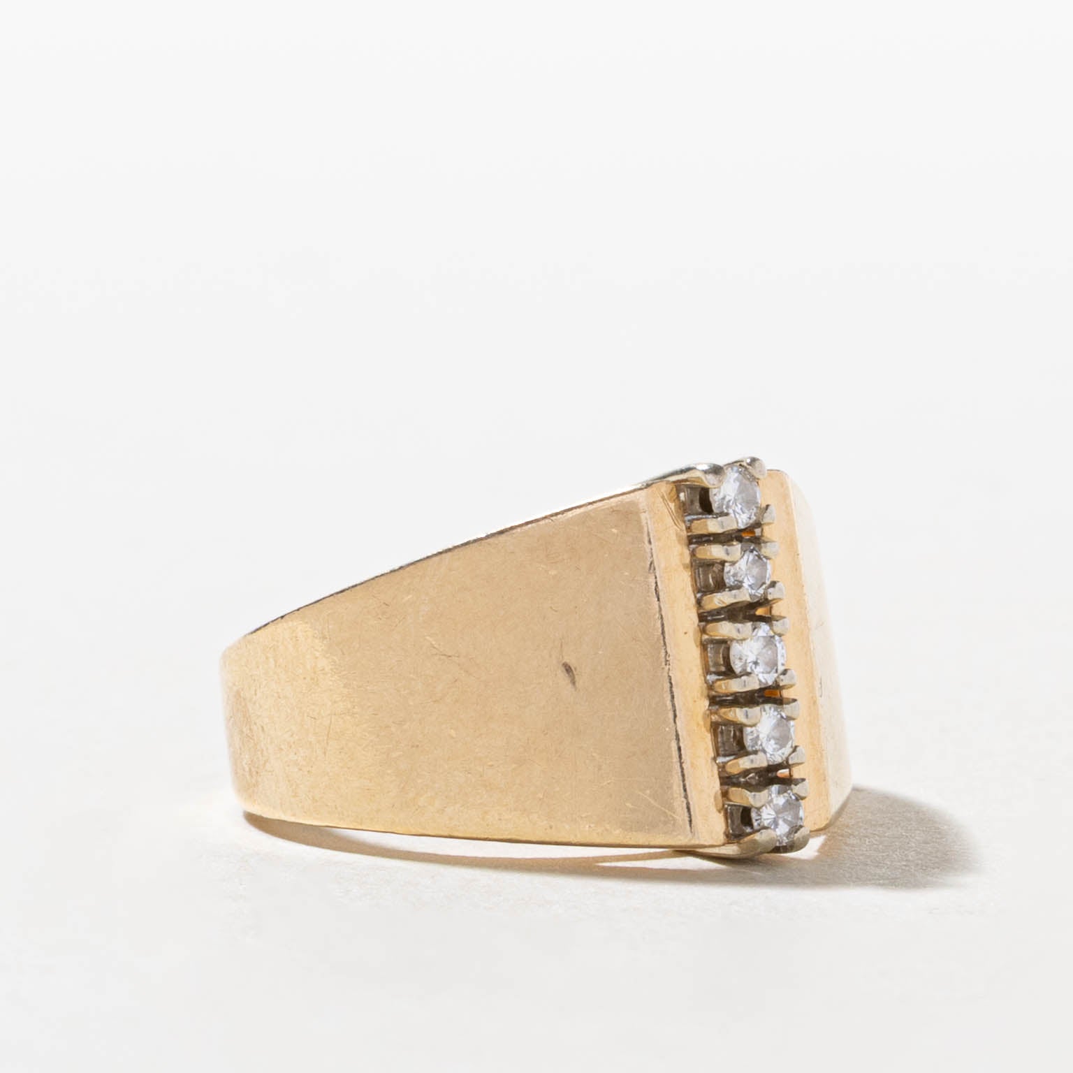 ‘Birks’ 14k Diamond Column Ring | SZ 5.75