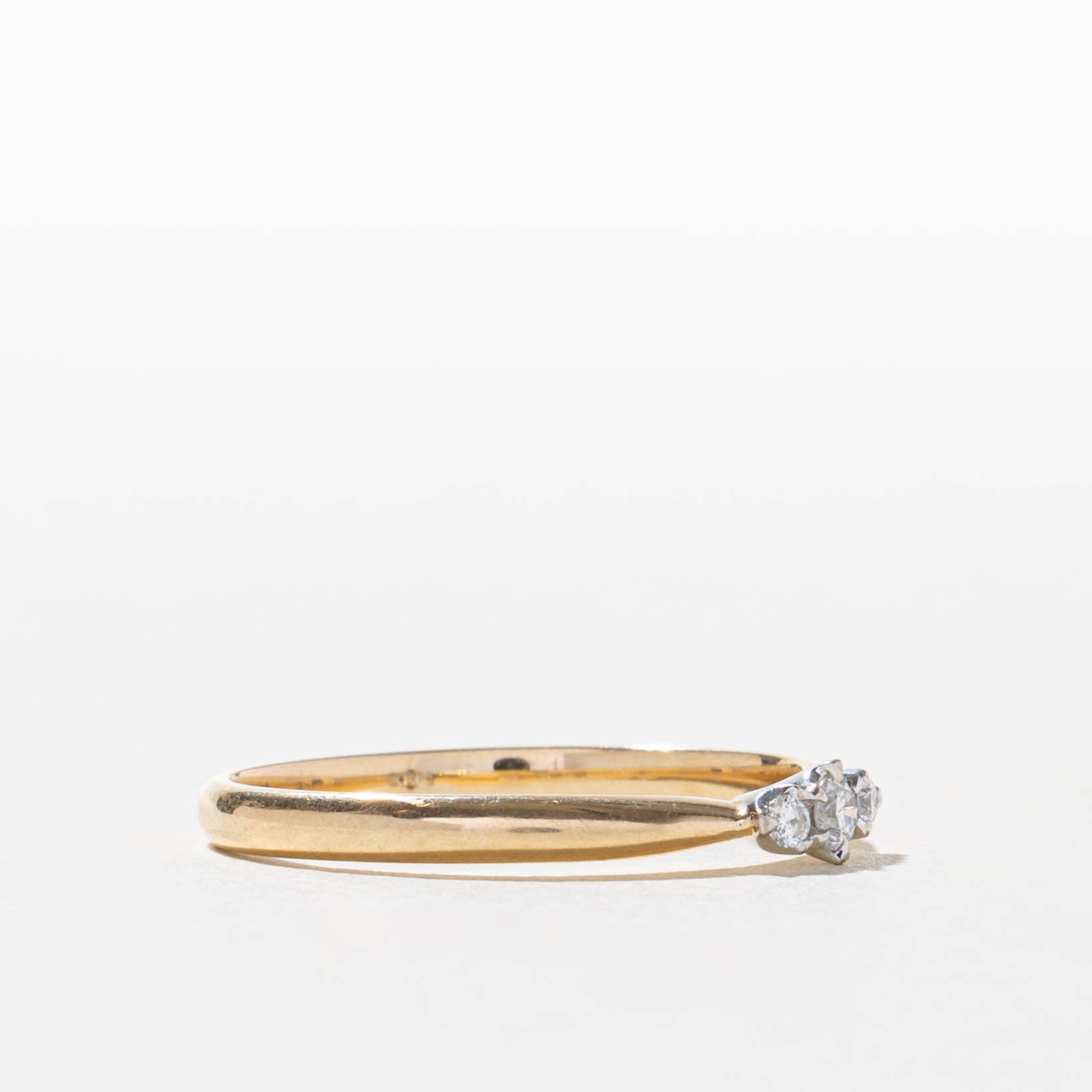 14k Three Stone Diamond Petite Ring | SZ 8.75