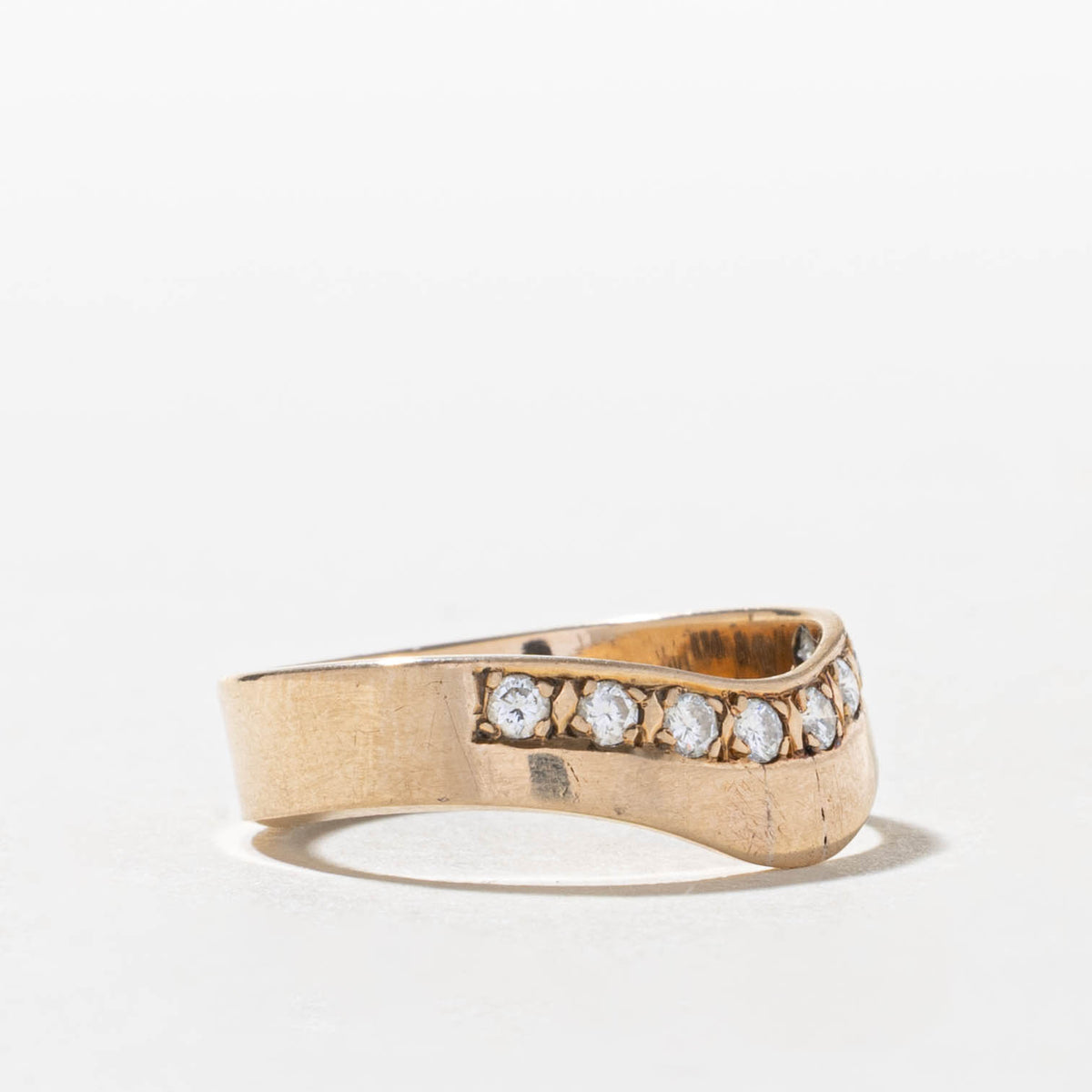 14k Semi Eternity Diamond Contour Band | SZ 5.75