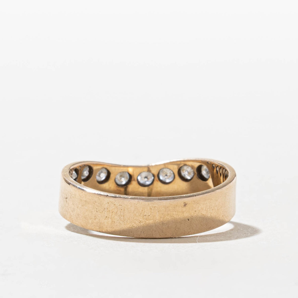 14k Semi Eternity Diamond Contour Band | SZ 5.75