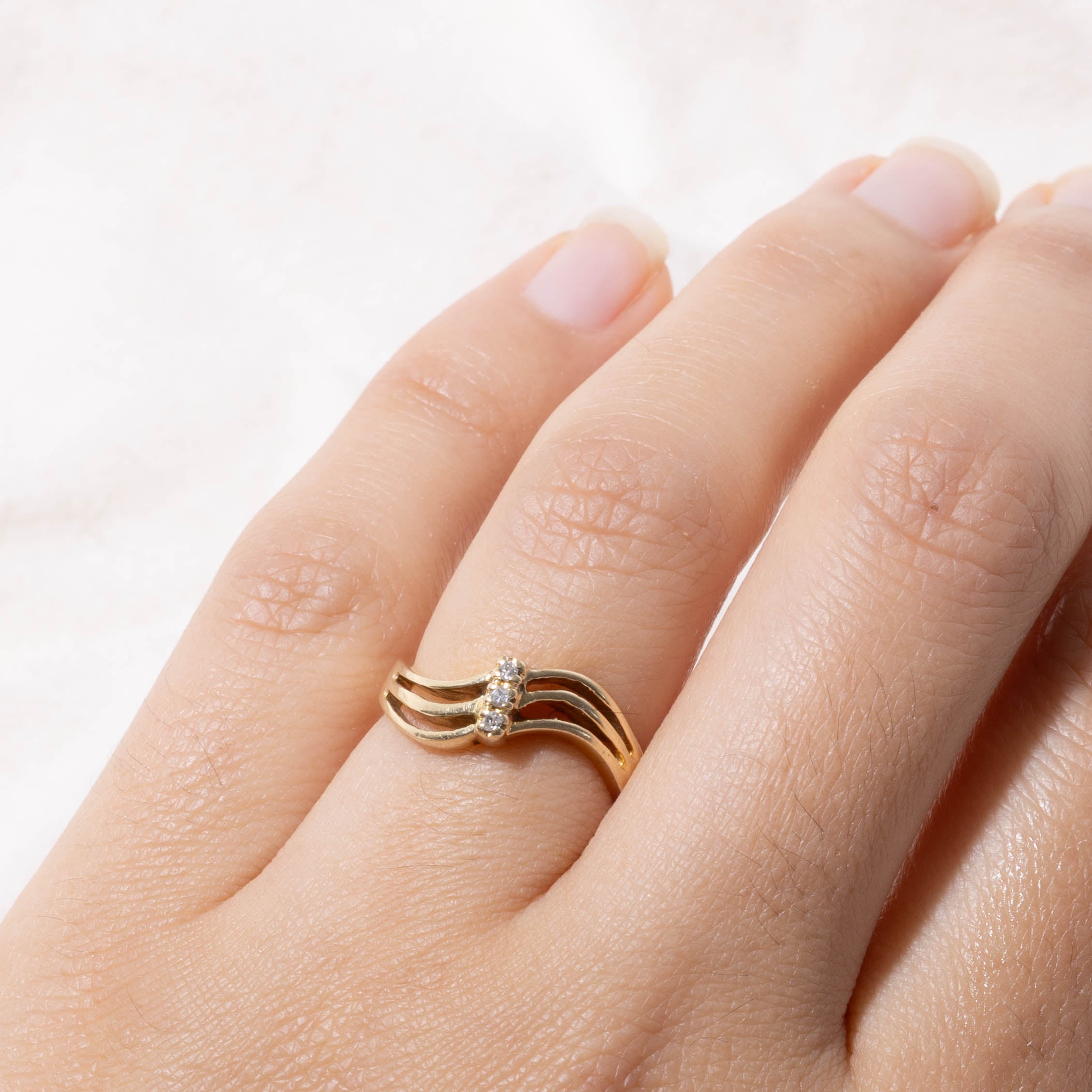Three Stone Diamond Multi Wave Ring | SZ 5