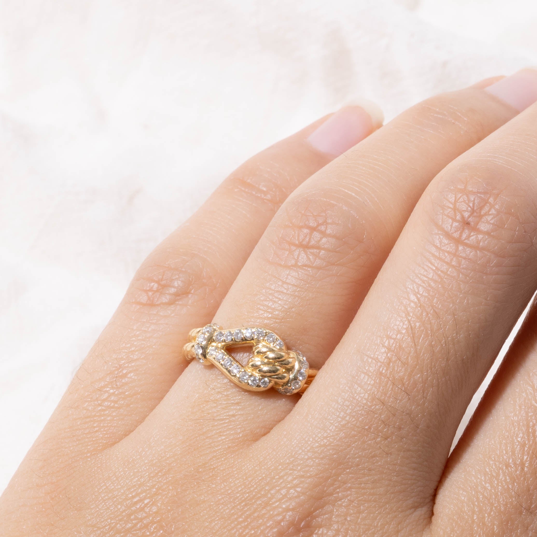 ‘David Yurman’ 18k Diamond Buckle Ring | 0.44ctw | SZ 6