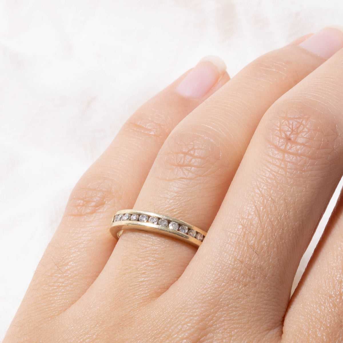 14k Channel Set Semi Eternity Diamond Band | SZ 7.5