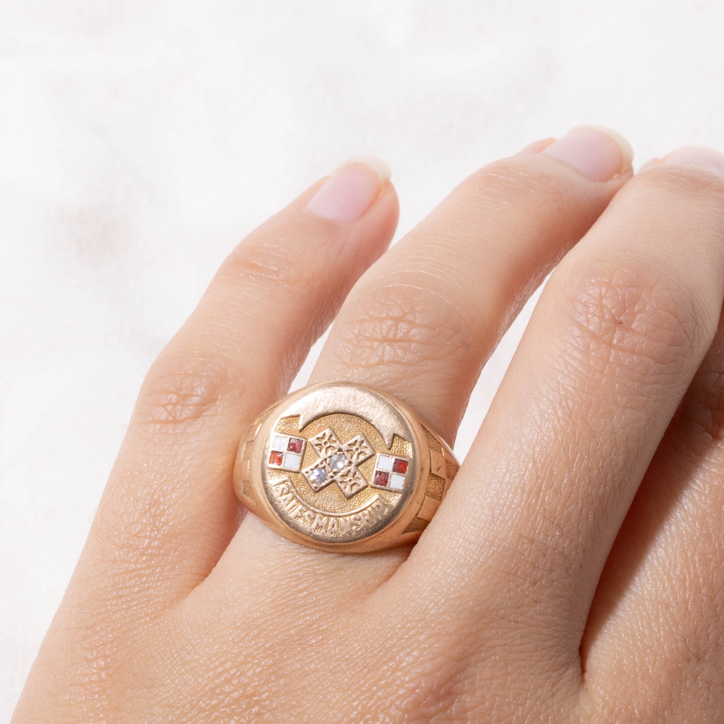 'Birks' 10k Diamond "Salesmanship" Signet Ring | SZ