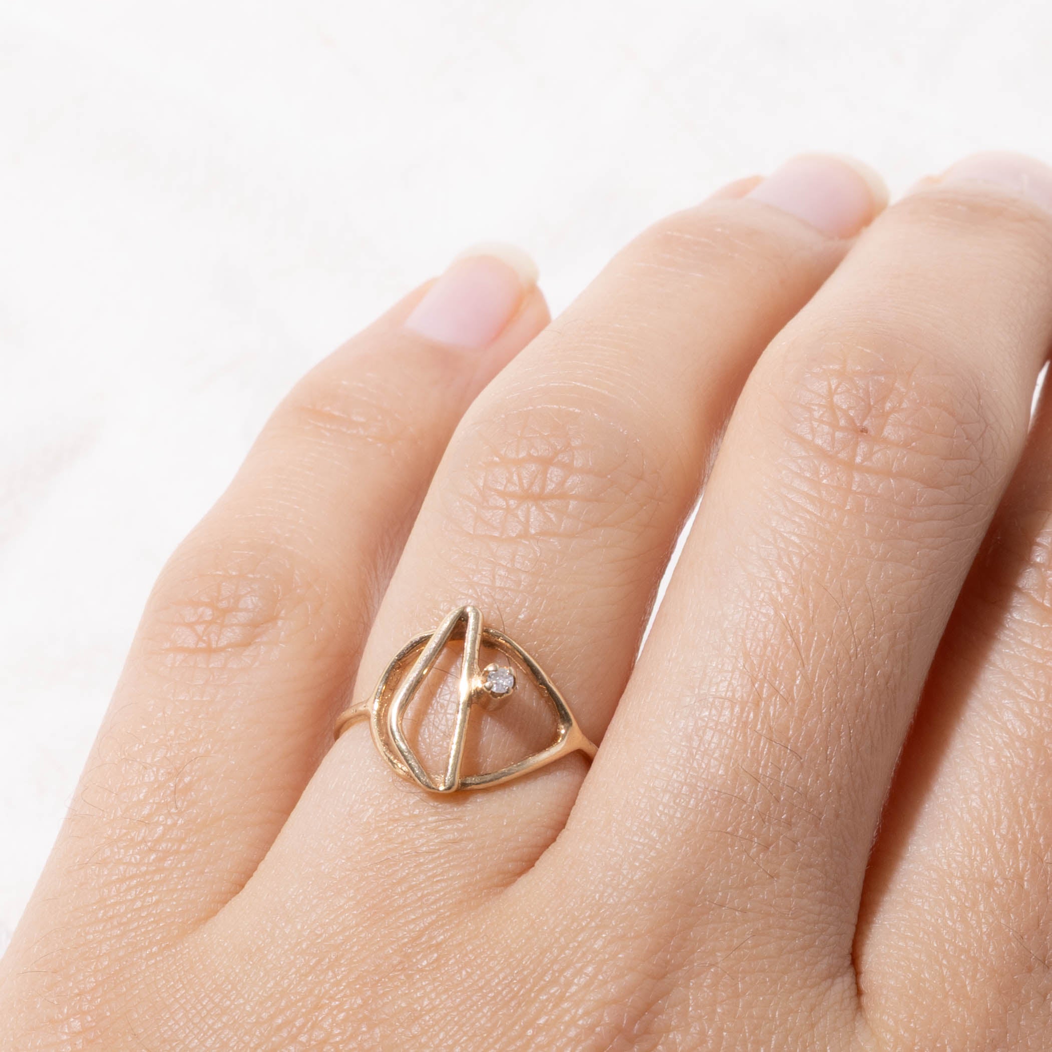10k Diamond Geometric Abstract Ring | SZ 5.25