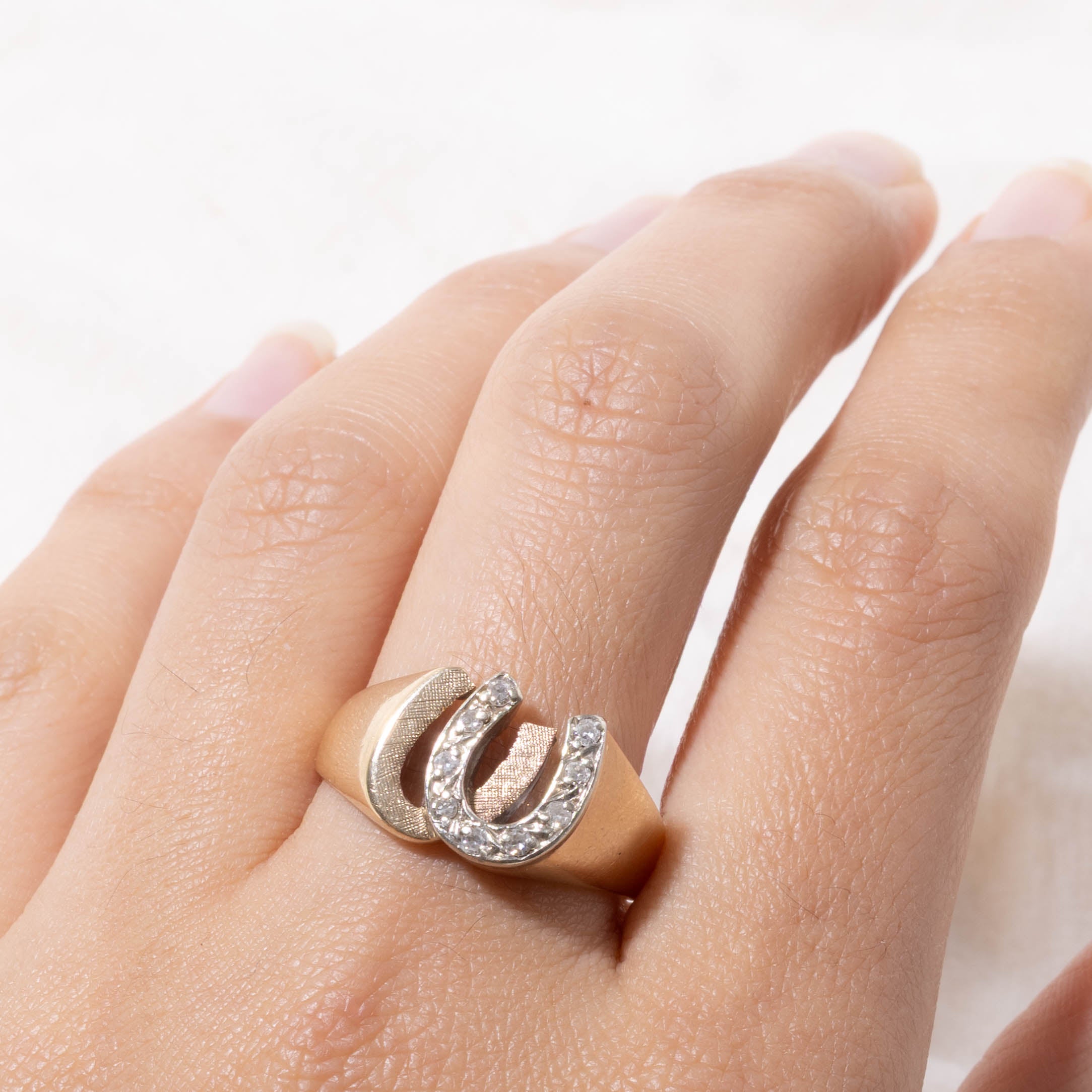 10k Diamond Double Horseshoe Ring | SZ 9.75