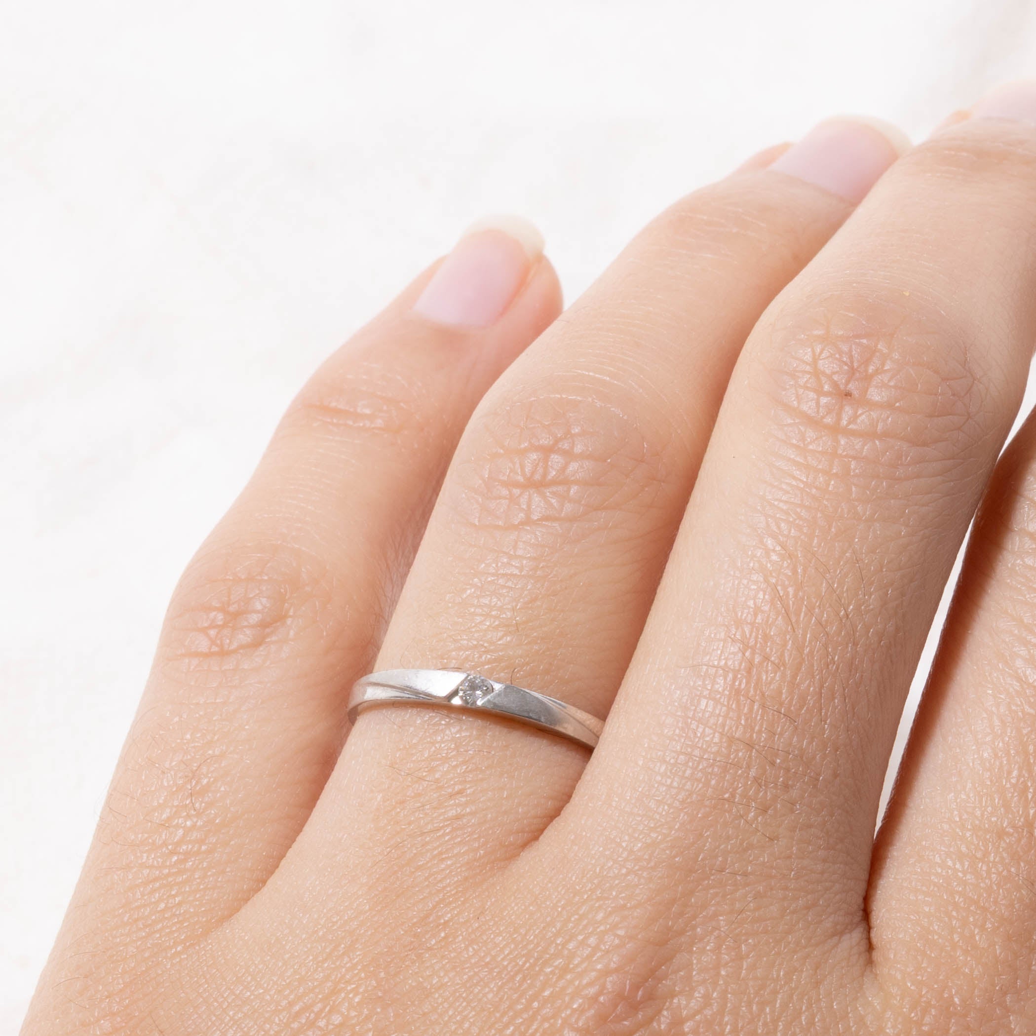 Platinum Tension Set Diamond Band | SZ 6.25